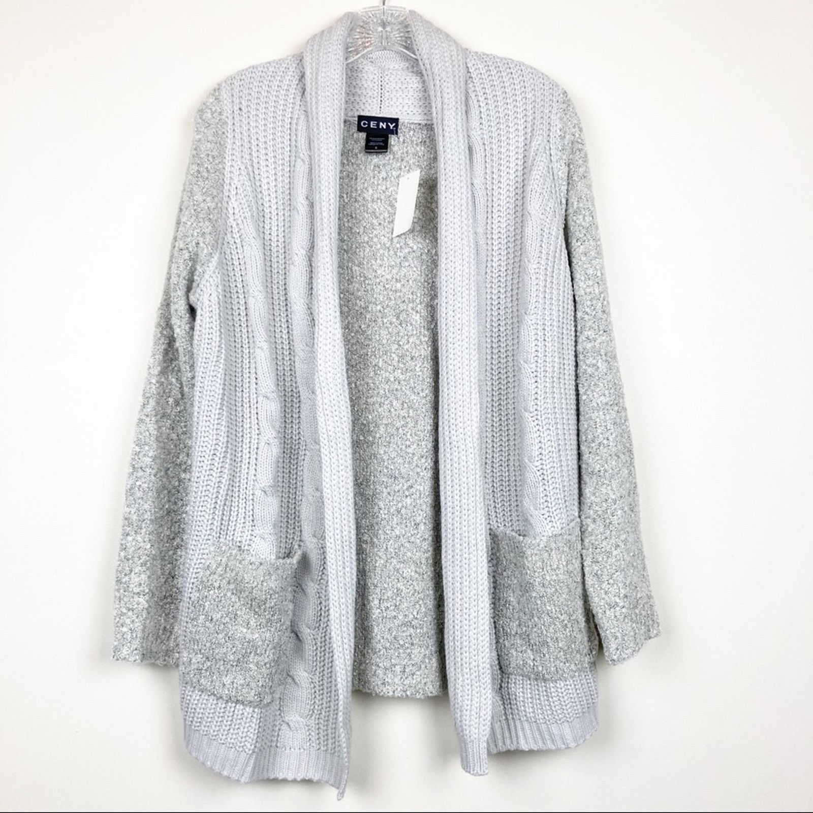 Other Ceny Gray Knit Open Front Cardigan Sz S Size S / US 4 / IT 40 - 6 Thumbnail