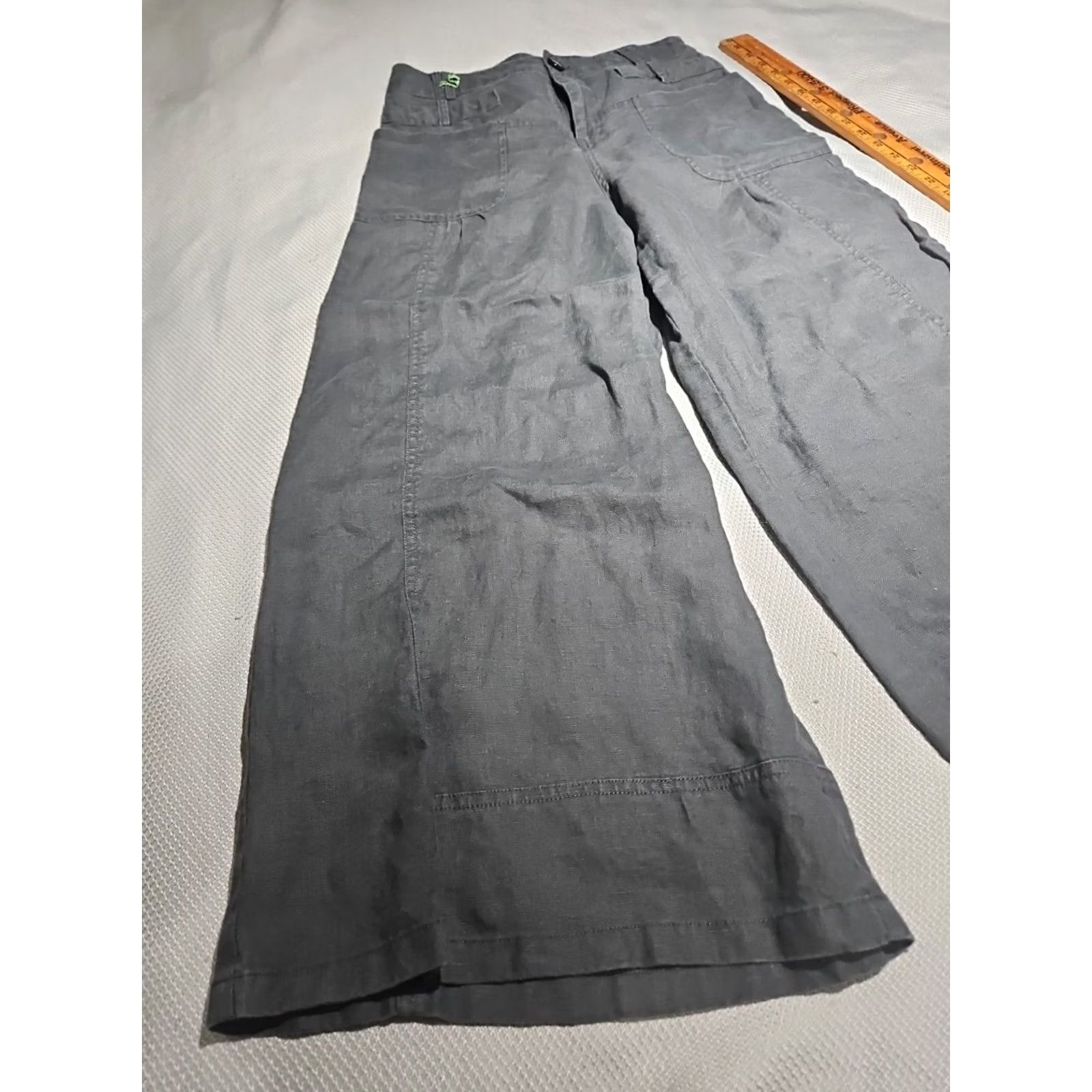 Vintage Key Wear Fashion Pants Womens Small Black 100% Linen Crop Wide Leg Boho Pants Size 28" / US 6 / IT 42 - 5 Thumbnail