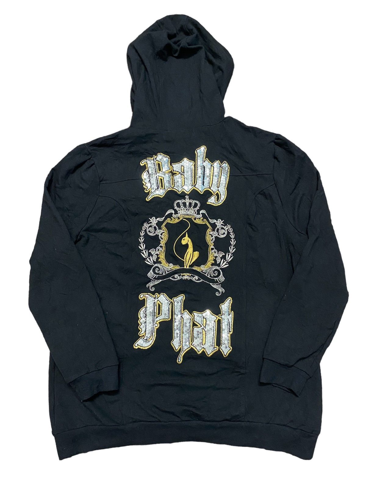 image of Baby Phat Baggy Zip Up Hoodie Embroidered Logo in Black, Men's (Size Medium)