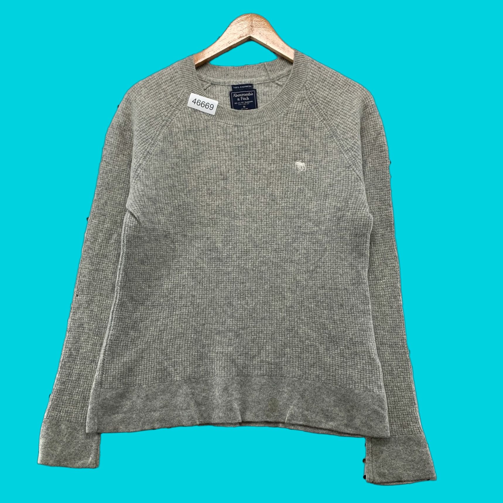 Abercrombie & Fitch VINTAGE Abercrombie & Fitch 100% Cashmere Sweater Womens Medium Gray Waffle Soft Knit Size M / US 6-8 / IT 42-44 - 1 Thumbnail