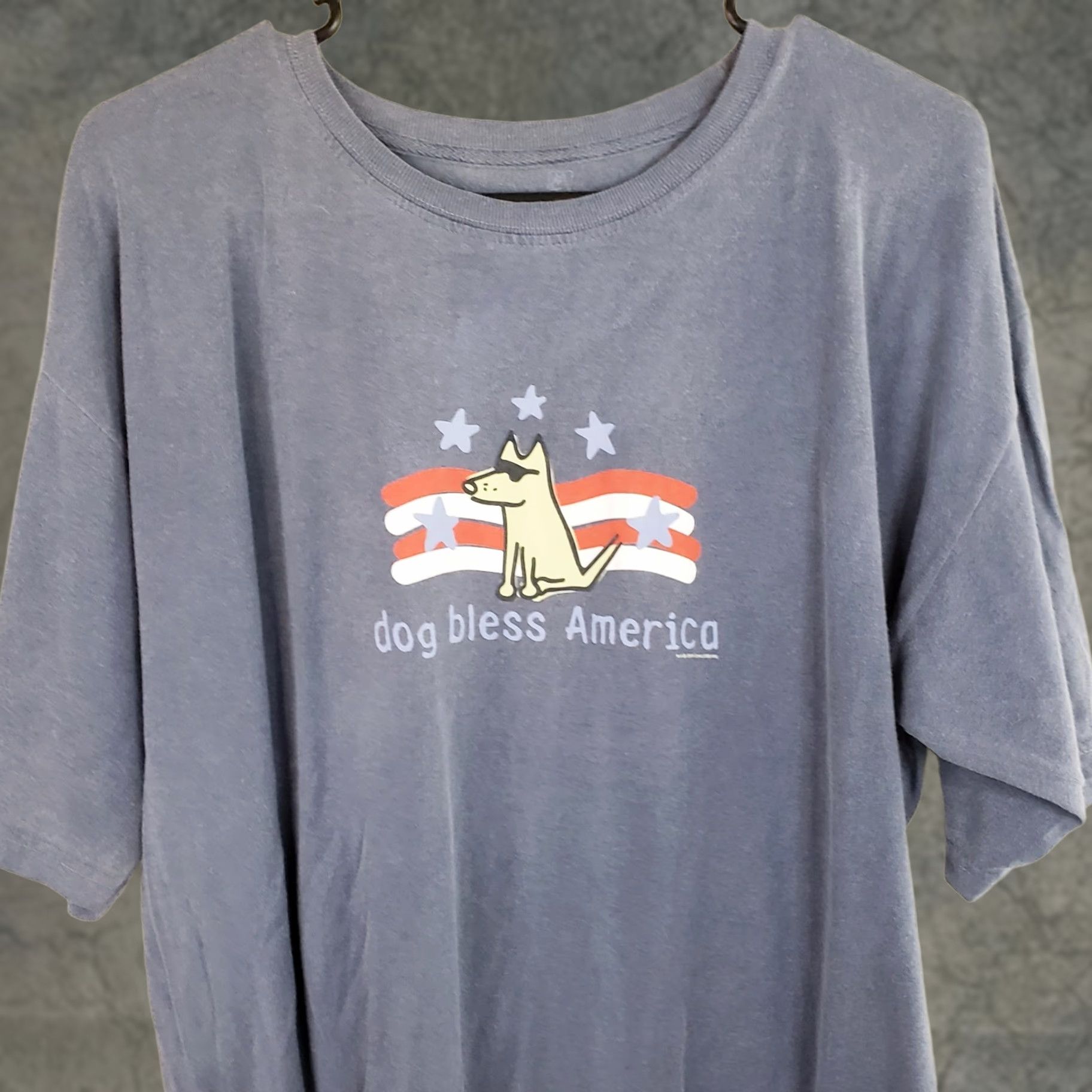 Vintage Teddy the Dog Classic Tee "God Bless America" Patriotic Unisex Blue Shirt L Size US L / EU 52-54 / 3 - 1 Thumbnail