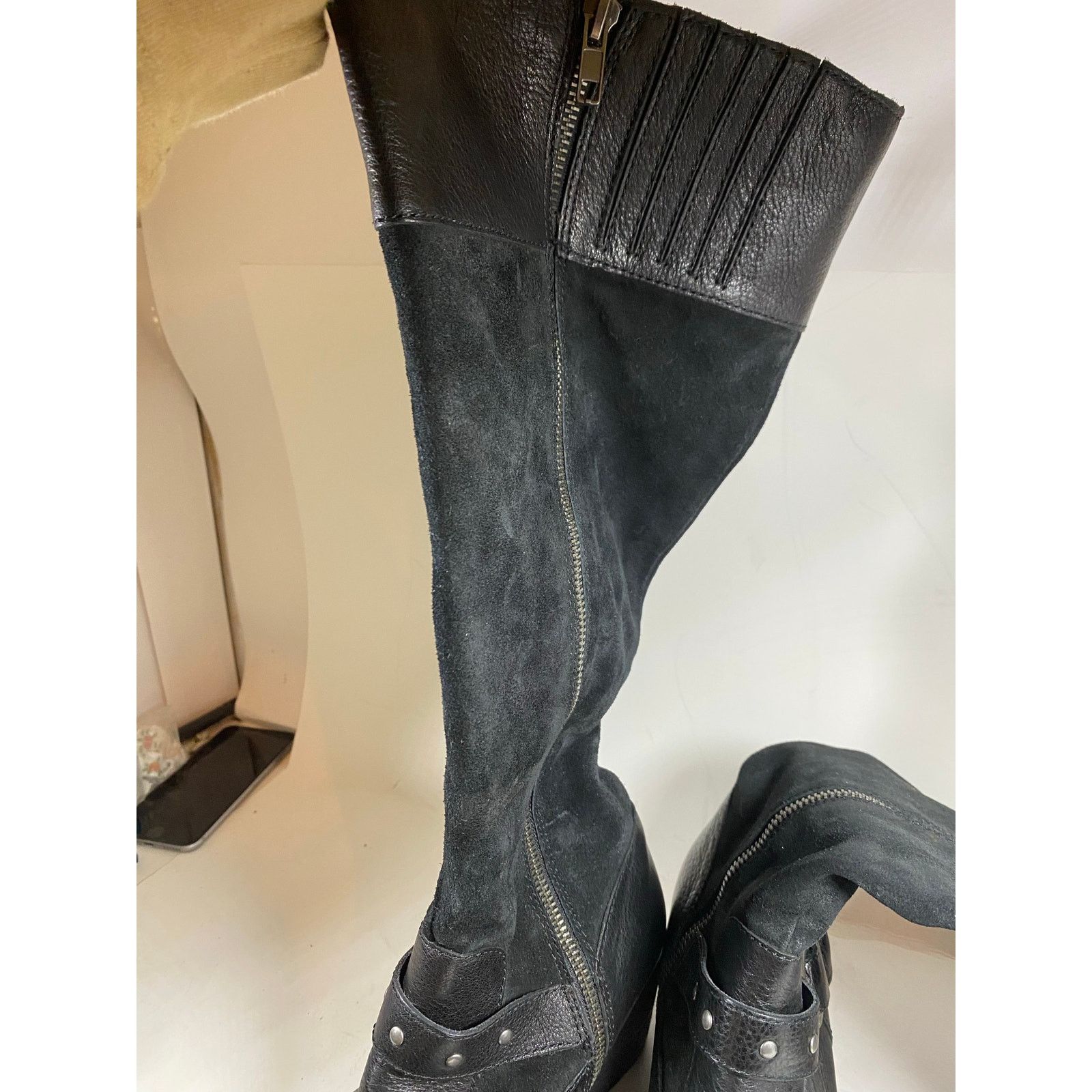 Born Born Alize Double Zip Black Tall Boots 9W Size US 9 / IT 39 - 6 Thumbnail