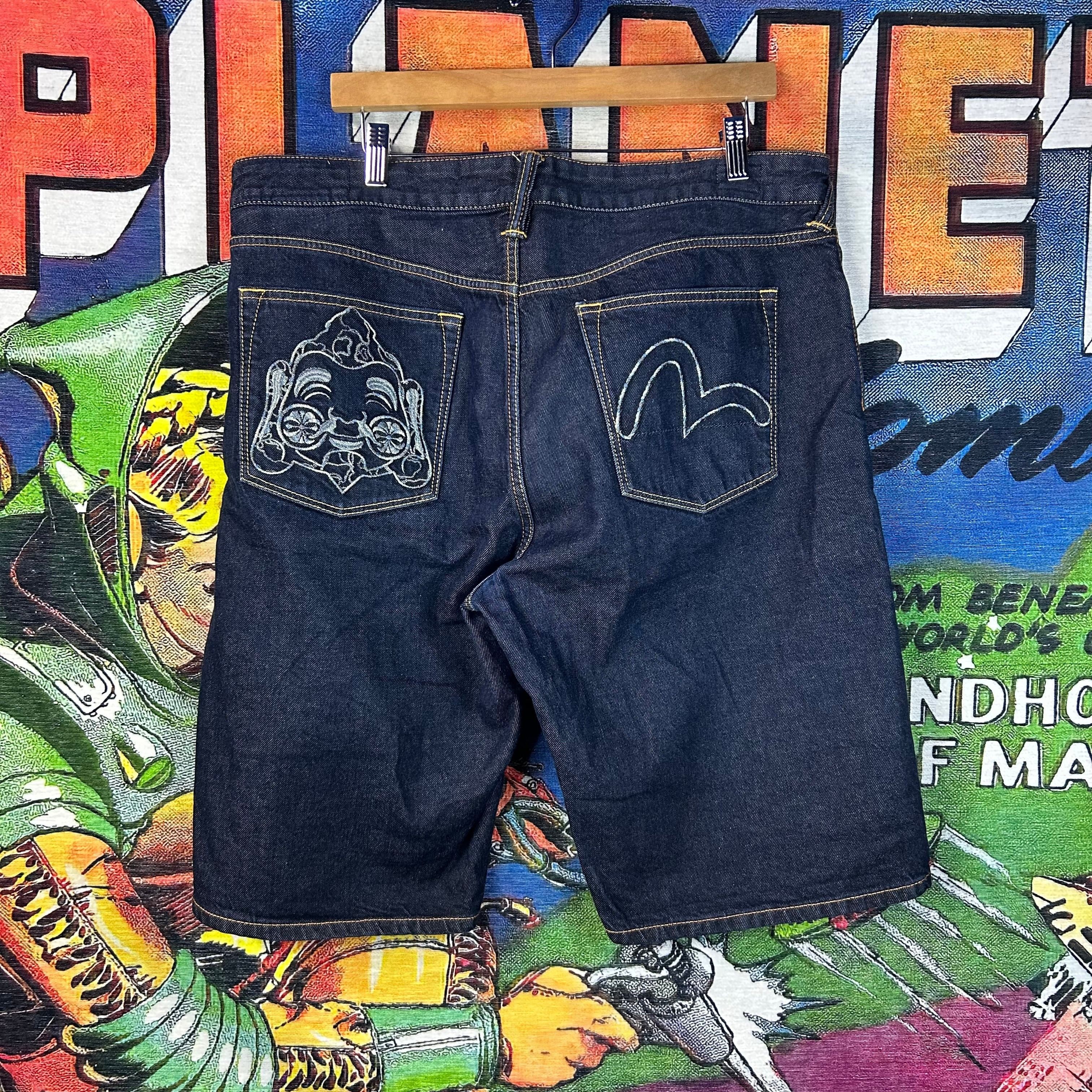 Evisu 00's EVISU DAICOCK RARE VINTAGE SELVEDGE DENIM JEANS SHORTS
