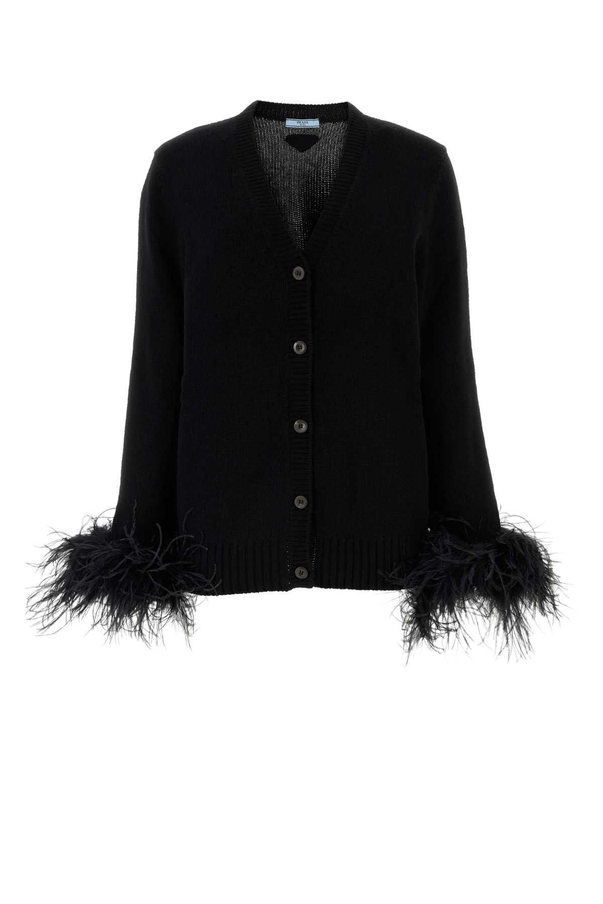 image of Prada Black Cashmere Cardigan, Women's (Size XS)