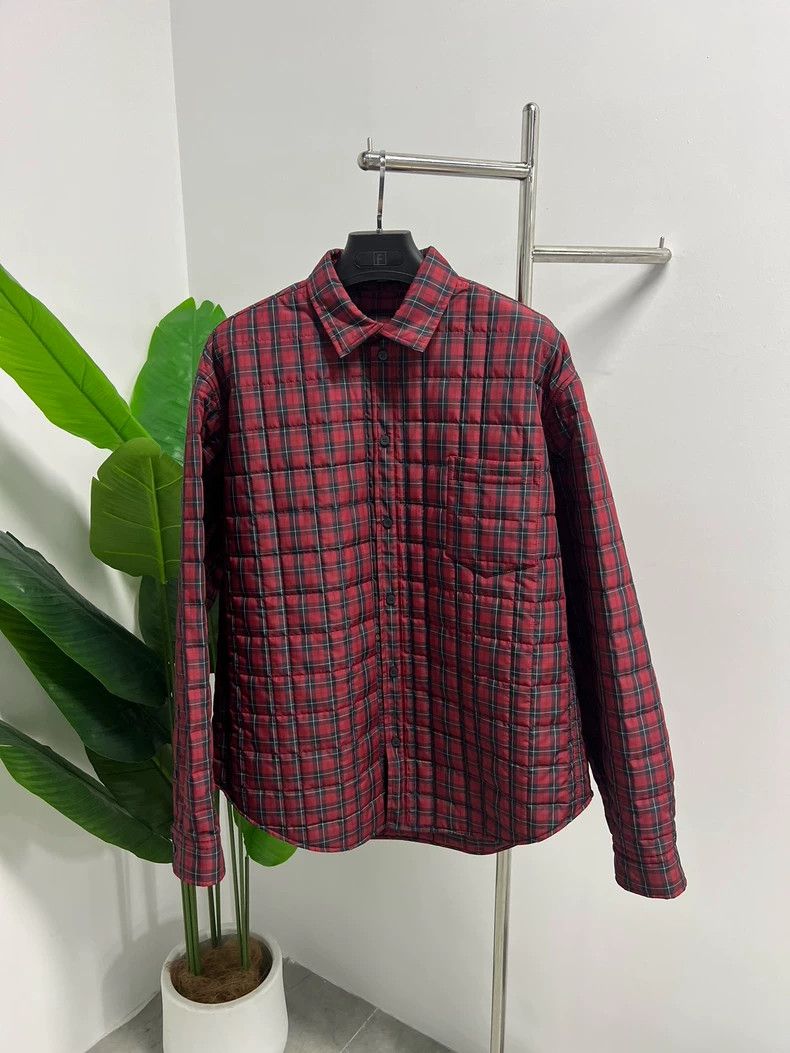 Balenciaga Balenciaga Red Black Check Quilted Coat - dmc Size US M / EU 48-50 / 2 - 1 Thumbnail