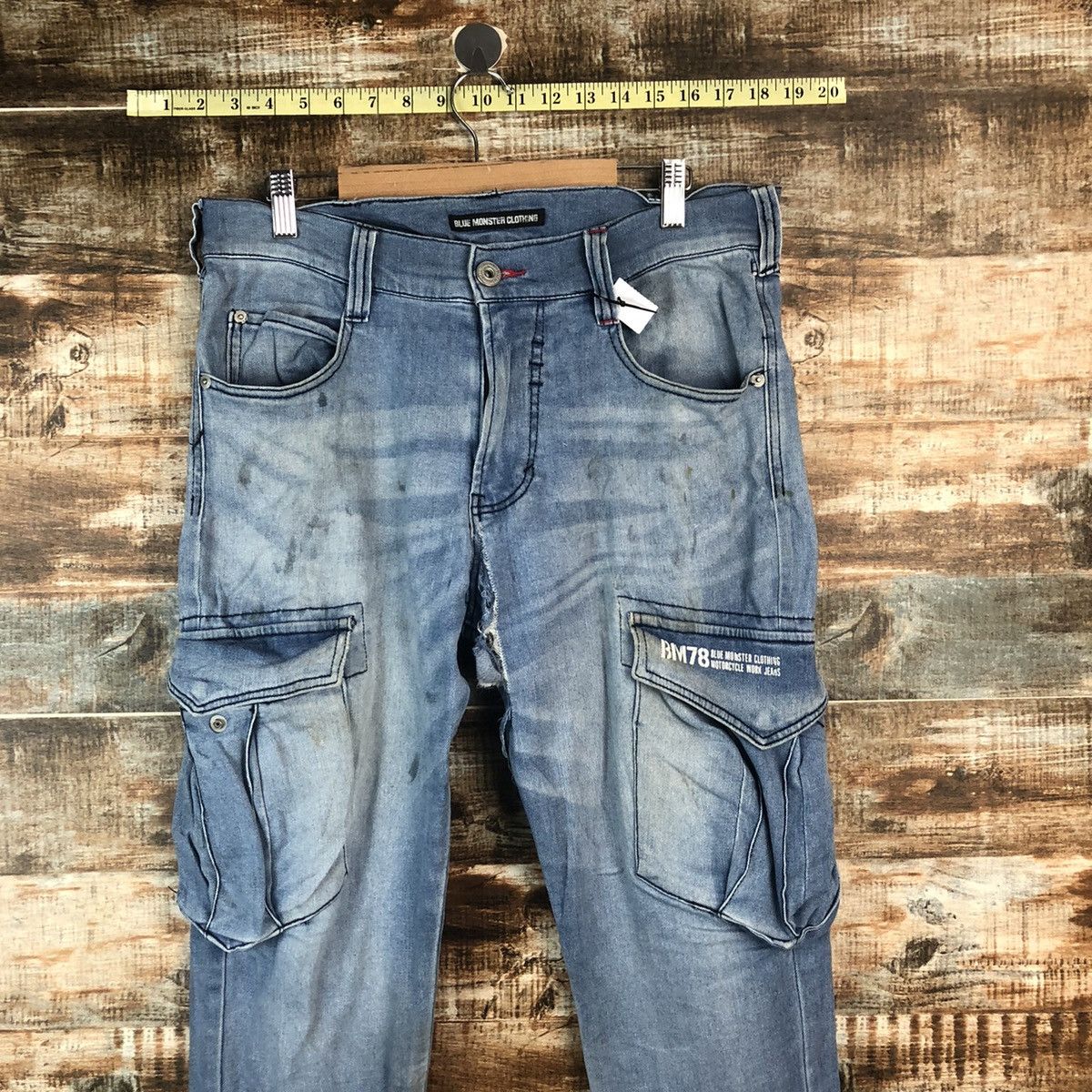 Japanese Brand Blue Monster vintage thrashed tactical Denim Pants #A2090 Size US 32 / EU 48 - 4 Thumbnail