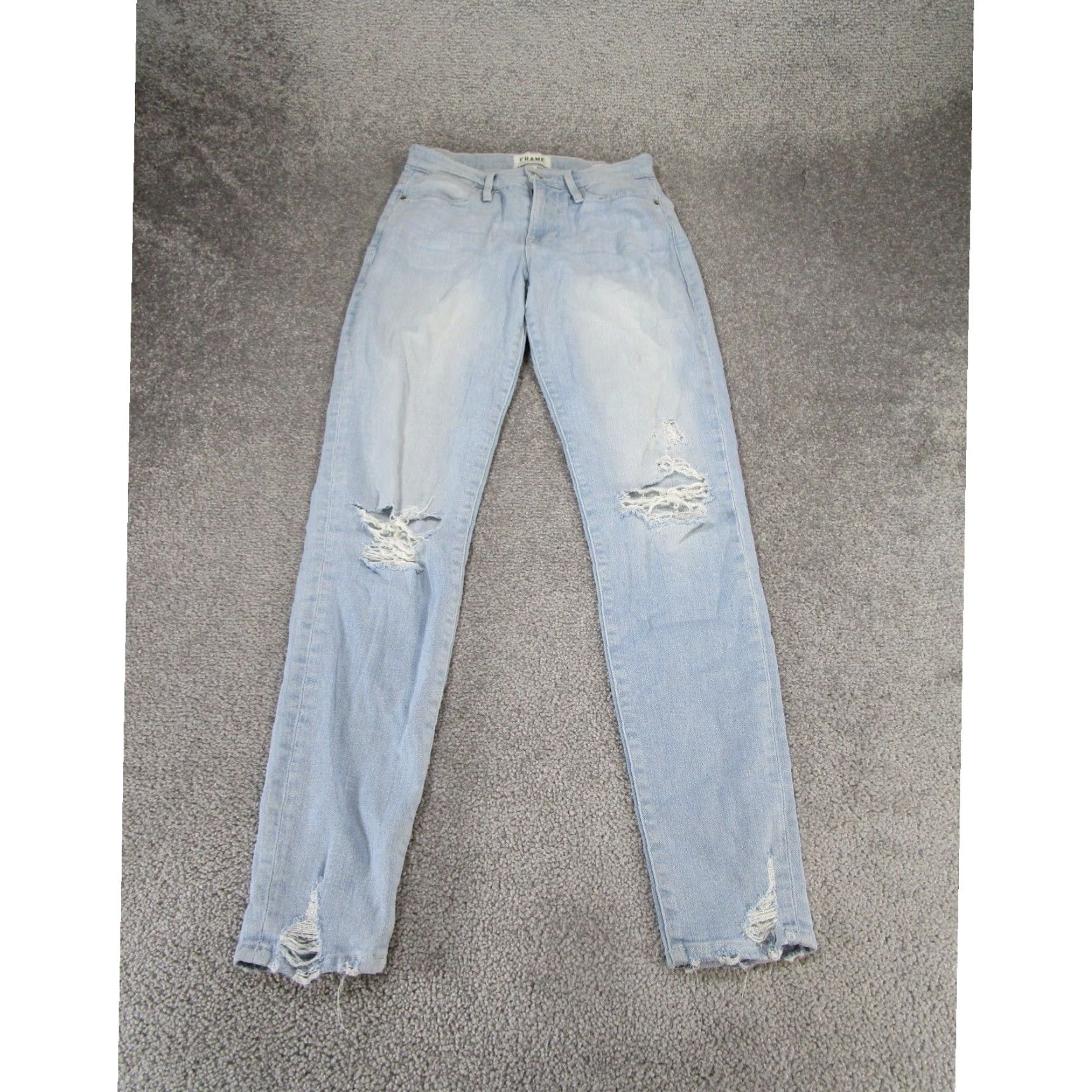 Frame Frame Womens 25 Le High Skinny Light Wash Denim Ripped Stain Size 42" / US 20 - 1 Thumbnail