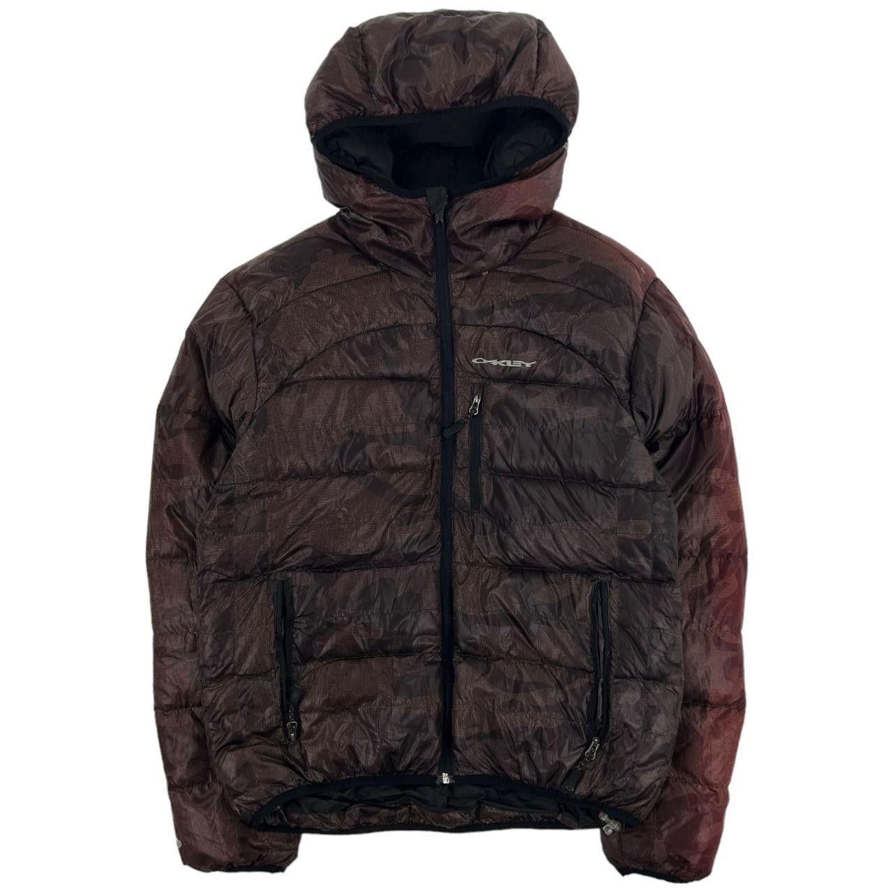 image of Vintage Oakley Puffer Jacket Size S in Brown, Men's