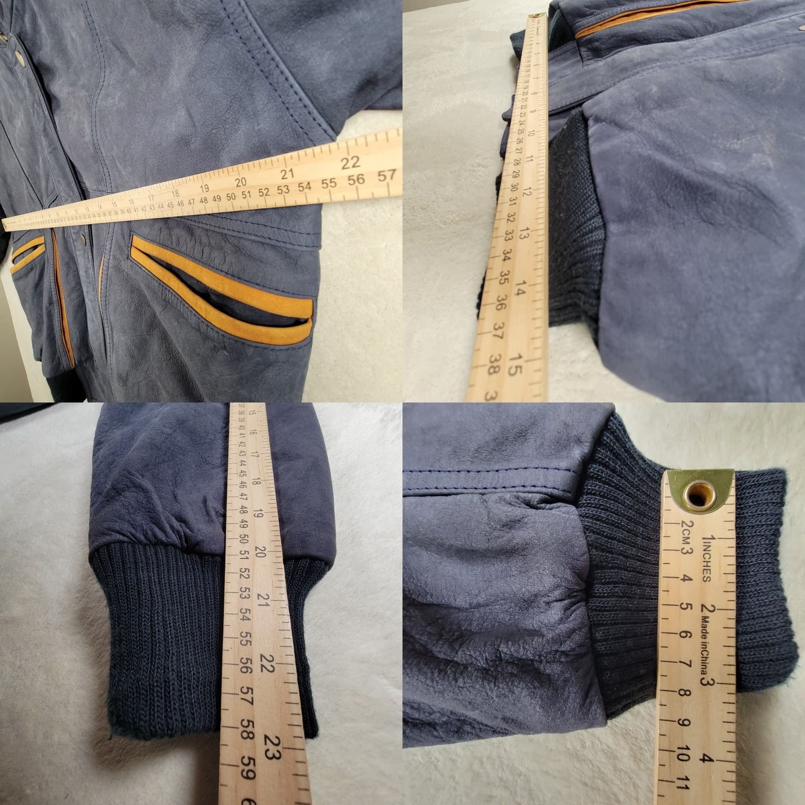 Vintage VINTAGE Outbrook Blue Leather Bomber Jacket Womens XS Oversized 80s 90s Retro Classic School USA Alloy Zipper Snap Size XS / US 0-2 / IT 36-38 - 8 Thumbnail