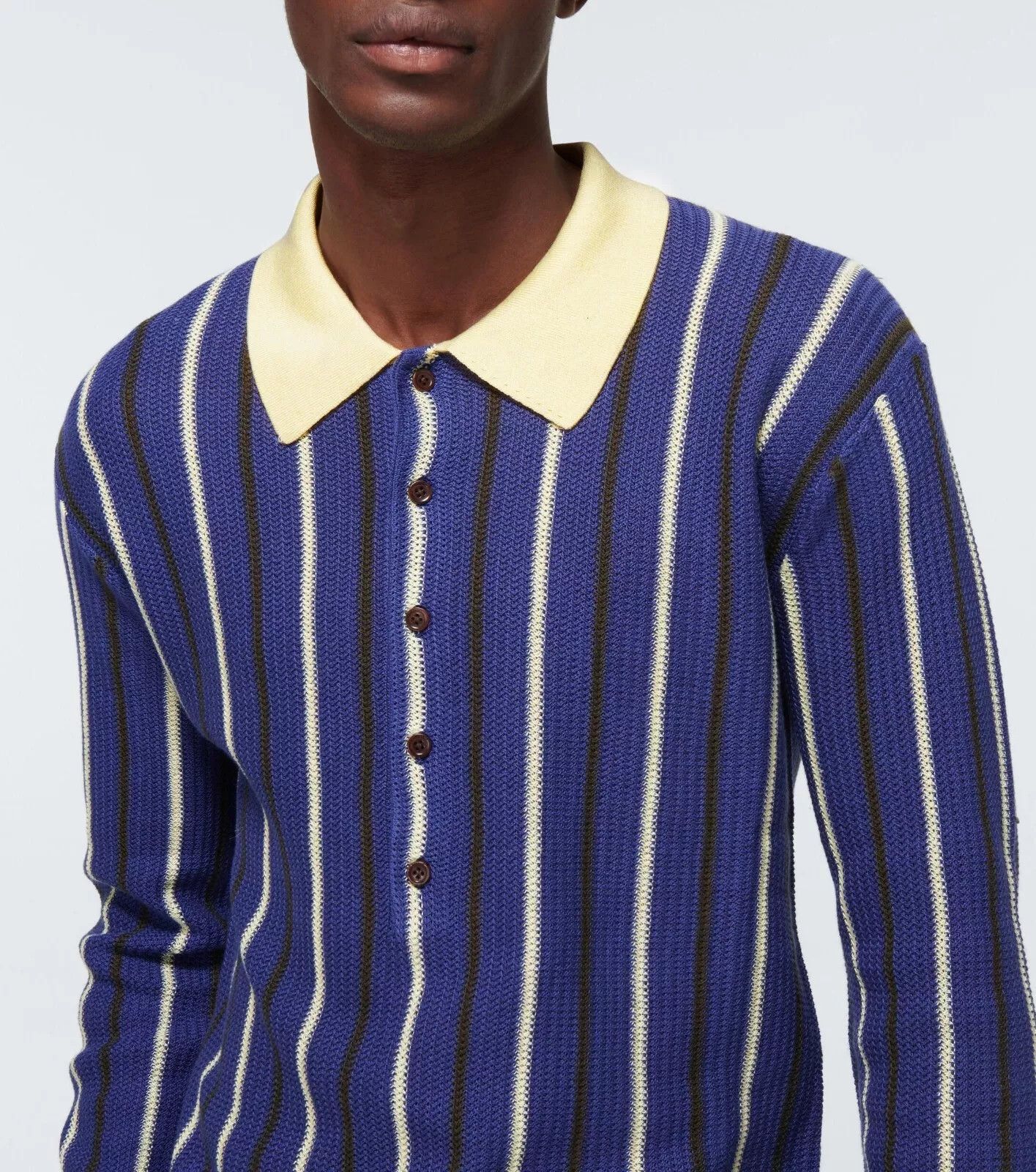 Wales Bonner Wales Bonner Blue Uriah Knitted Long Sleeve Polo Size US L / EU 52-54 / 3 - 4 Thumbnail