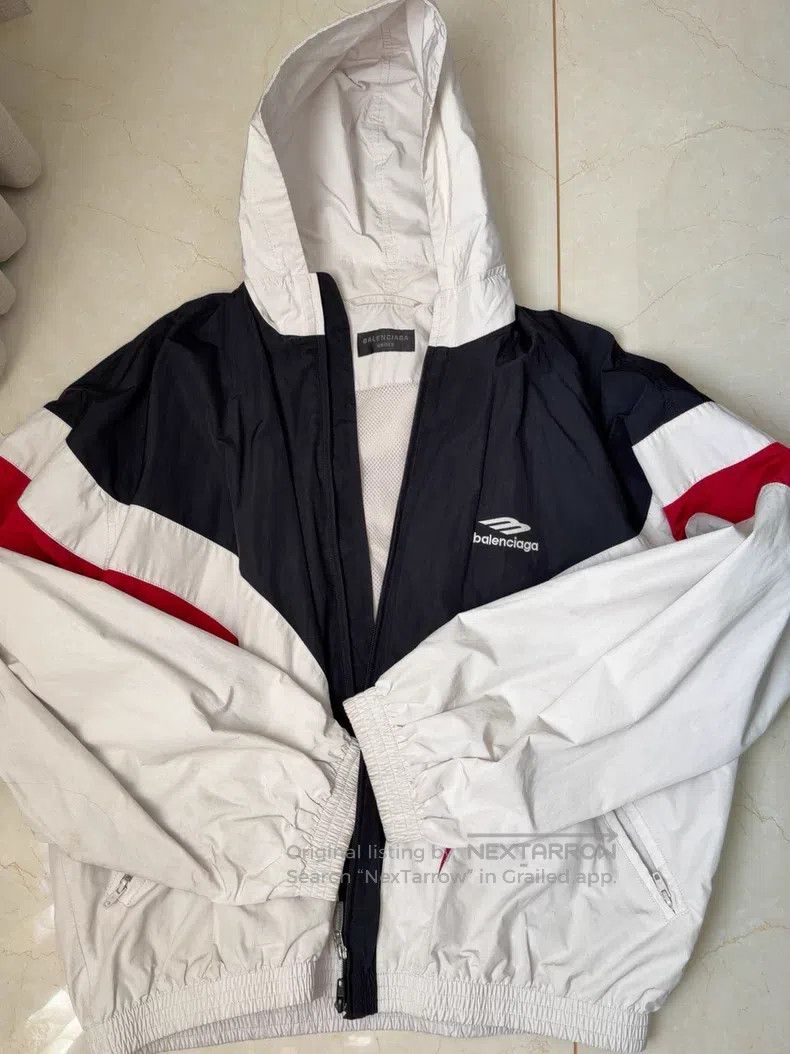 Balenciaga Balenciaga Black and White Red Color Blocked Hooded Jacket Size US S / EU 44-46 / 1 - 1 Thumbnail