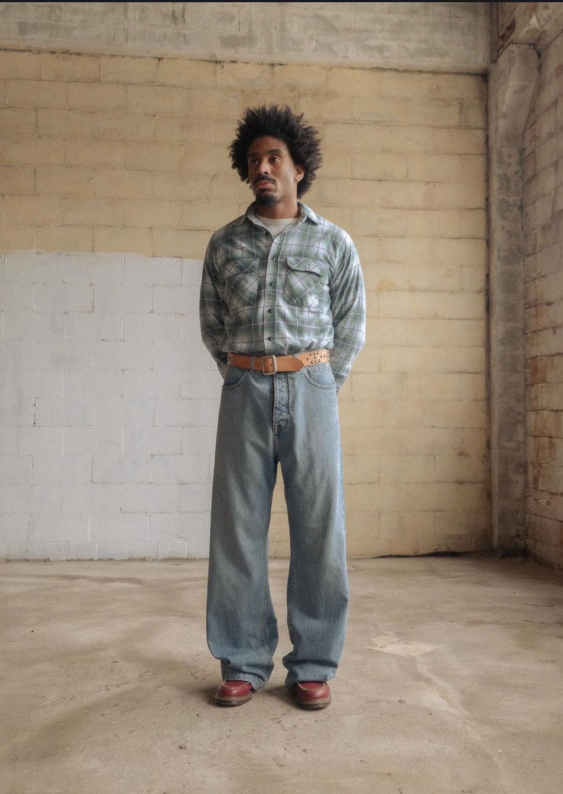 image of Bare Knuckles Javier Wide Leg Denim Washed Indigo in Blue, Men's (Size 32)