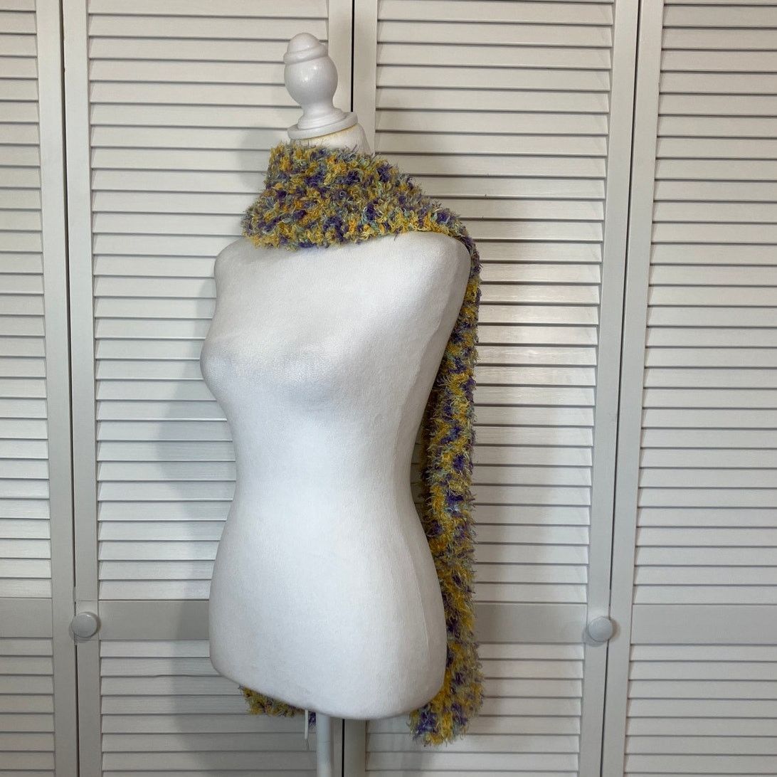 Handmade NWT Handmade Crocheted Multicolor Furry Scarf 68” Size ONE SIZE - 4 Thumbnail