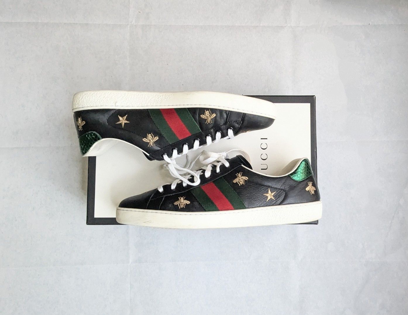 Gucci Gucci Ace Stars Bee Sneakers Black 10.5 Leather Low Size US 10.5 / EU 43-44 - 2 Thumbnail
