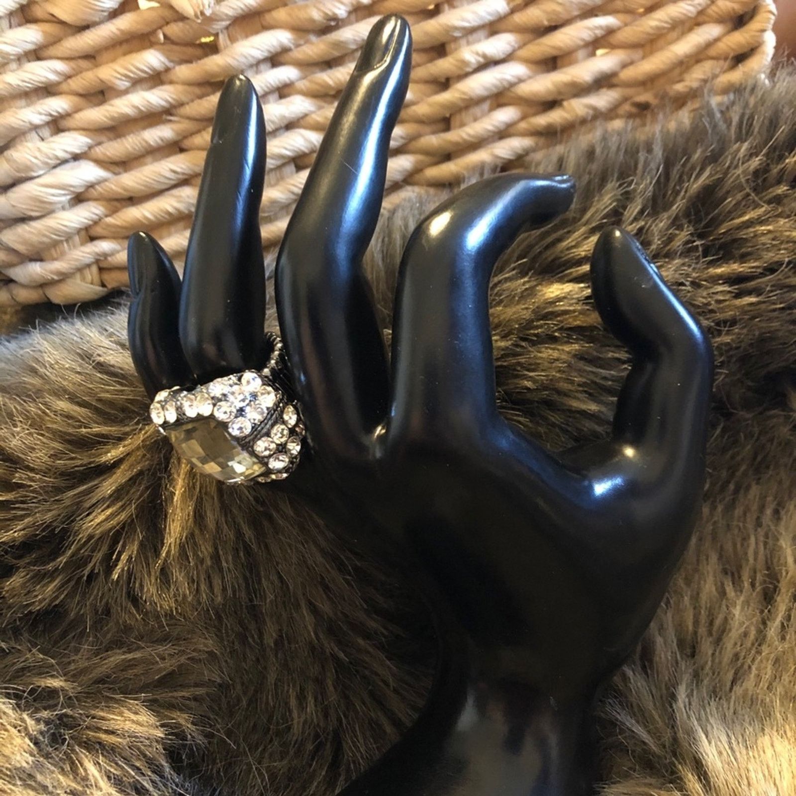 Jewelry Faceted dome rhinestone accent stretch ring Size ONE SIZE - 3 Thumbnail