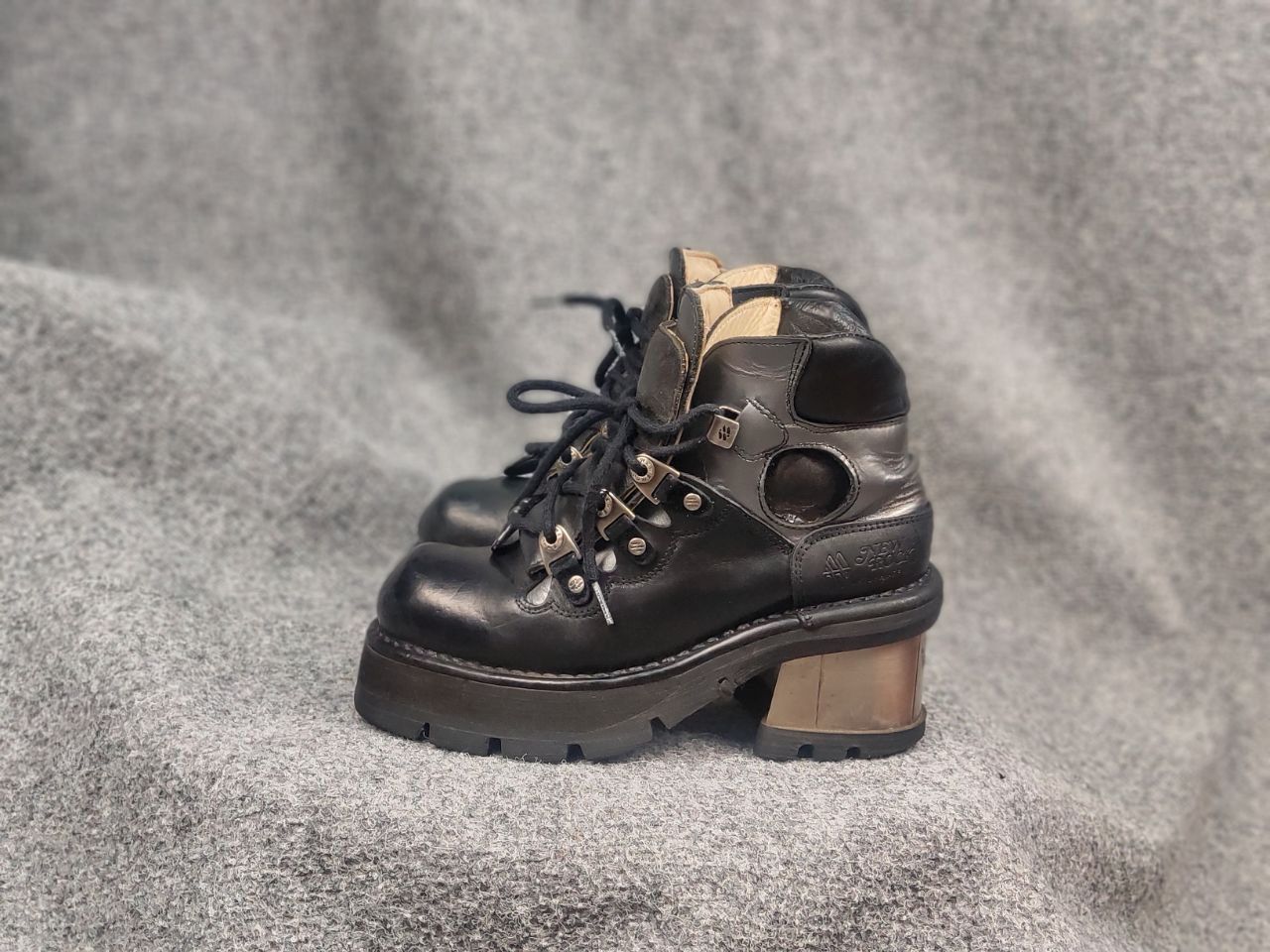New Rock New Rock Black Leather metallic heel with hole lace Boots Size US 10 / IT 40 - 10 Thumbnail