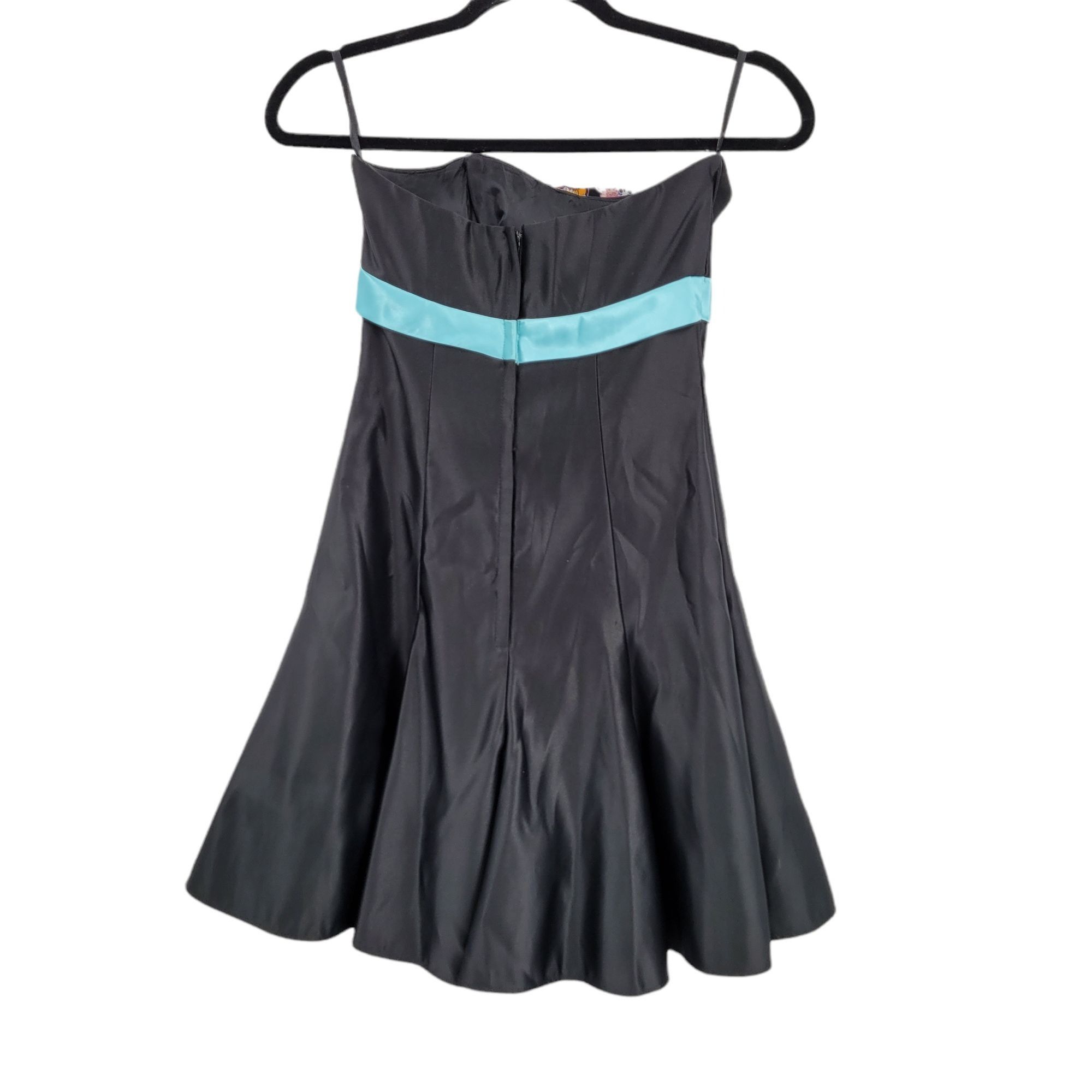 Jessica McClintock Vtg Little Black Dress Sz XS Upcycled Day Of The Dead Fit Fl Size XS / US 0-2 / IT 36-38 - 3 Thumbnail