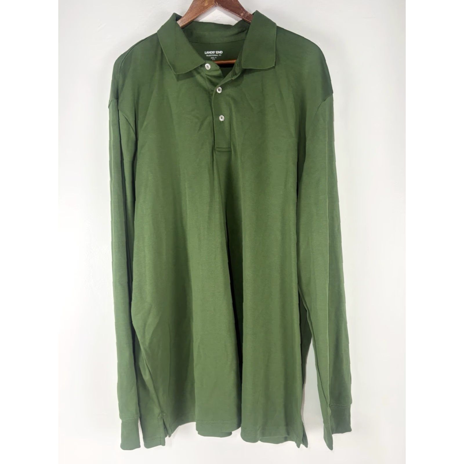 Lands' End Lands' End Polo Shirt Men’s XXL/T Green 3 Button Knit Cotton 100% Casual Classic Preppy Golf Shirt Mens Polo 3 Button Lands End Shirt Size US XXL / EU 58 / 5 - 2 Thumbnail