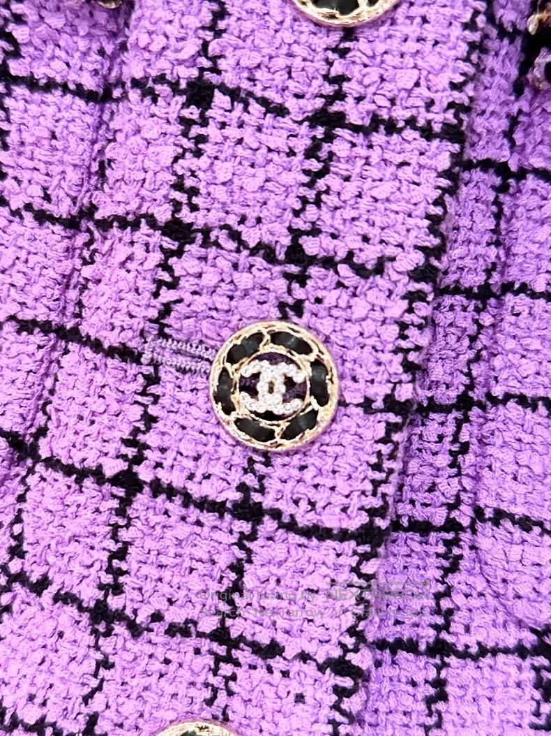 Chanel Chanel Purple plaid tweed coat Size XS / US 0-2 / IT 36-38 - 6 Thumbnail