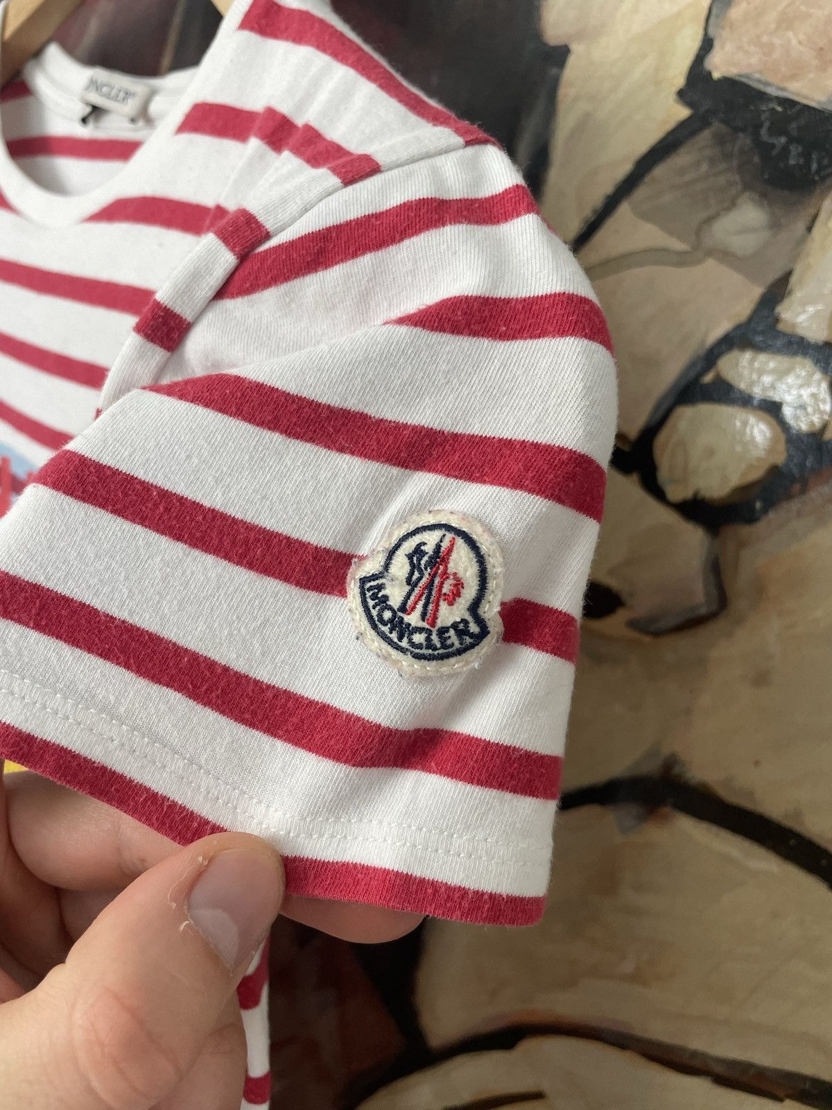 Moncler Moncler Stripes Designer Women Luxury Tee Top Sun Rare Size S / US 4 / IT 40 - 3 Thumbnail