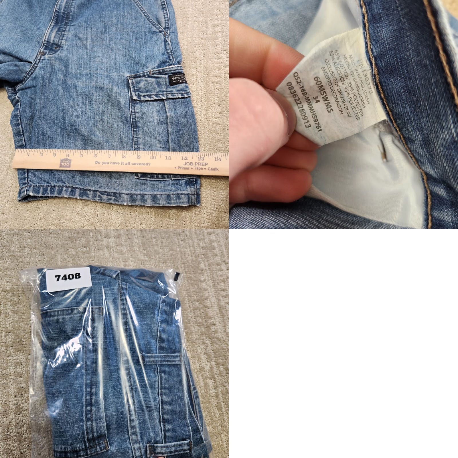 Wrangler VINTAGE Wrangler Denim Shorts Men 34 Baggy Wide Leg Cargo Jorts Workwear Casual 90s Grunge Hip Hop Blue Cotton Pocketed Mens Size US 34 / EU 50 - 8 Thumbnail