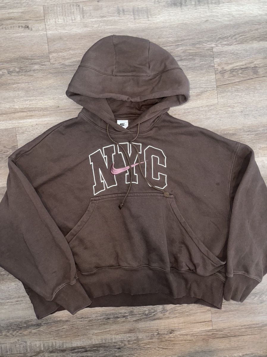 Nike Nike NYC Brown Fleece Pullover Hoodie Size L cropped Size L / US 10 / IT 46 - 1 Thumbnail