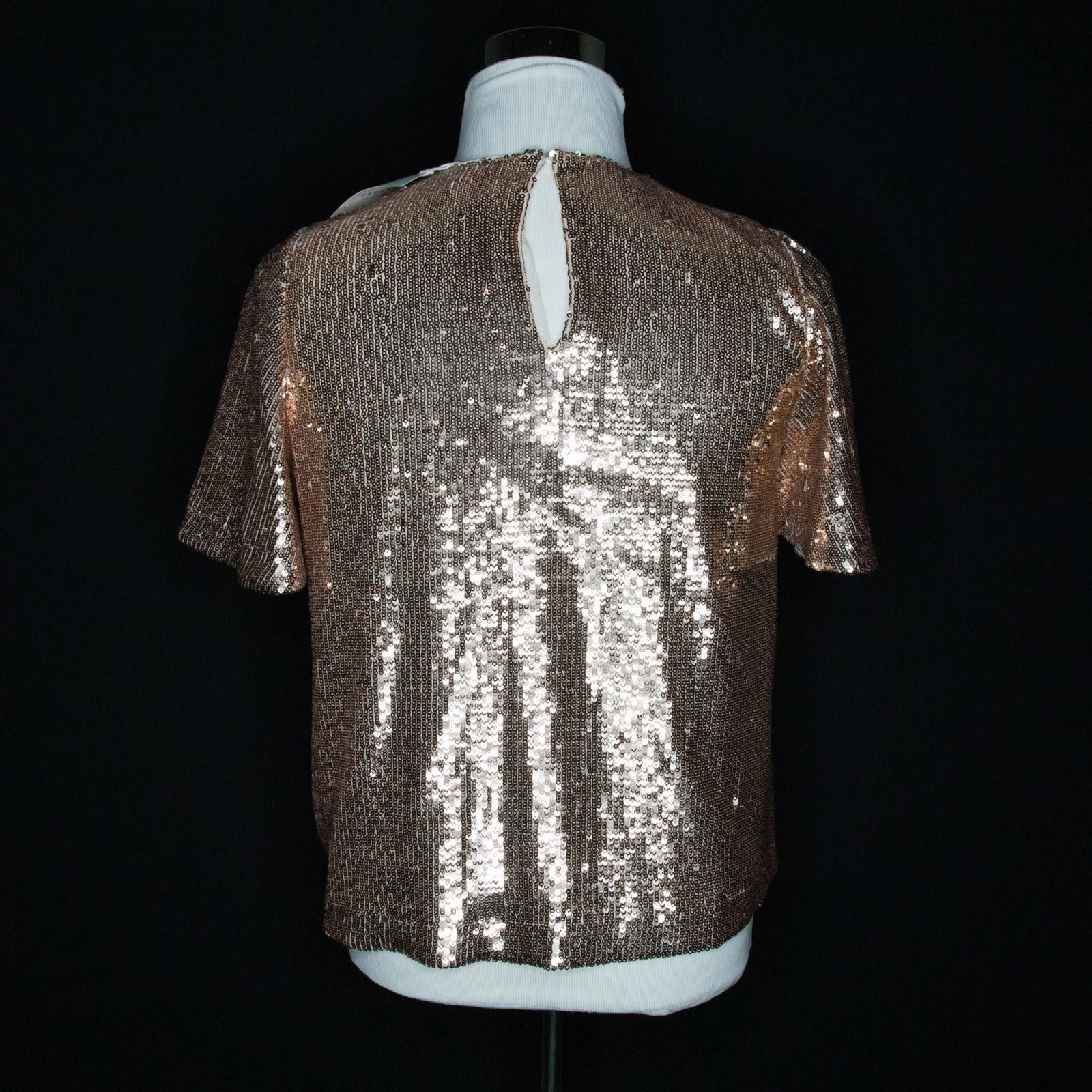 Other Sezane Sequin Short Sleeve Blouse Kitty Light Gold Top US 4 Size S / US 4 / IT 40 - 5 Thumbnail