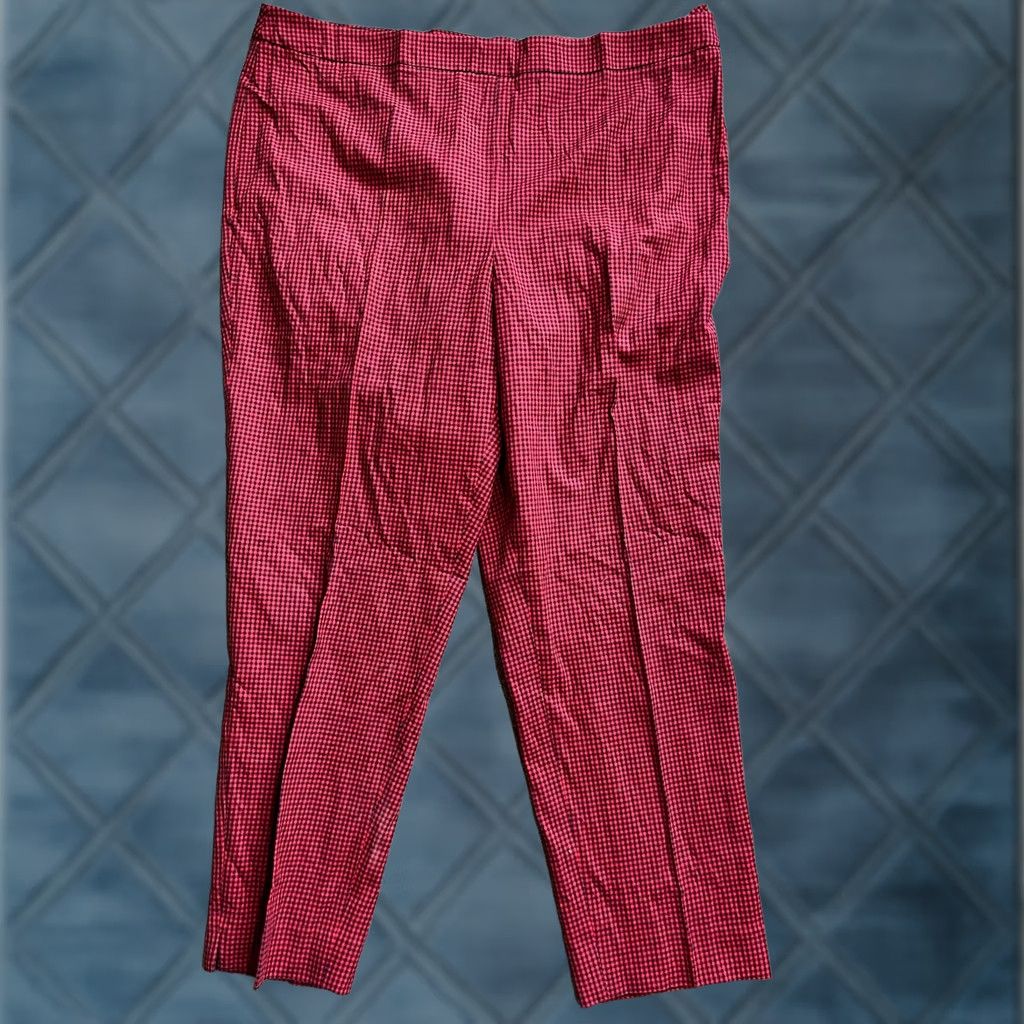 Talbots Talbots Chatham Ankle Pants Womens 18 Red Gingham Plaid Curvy Fit Size 40" / US 18 - 1 Thumbnail