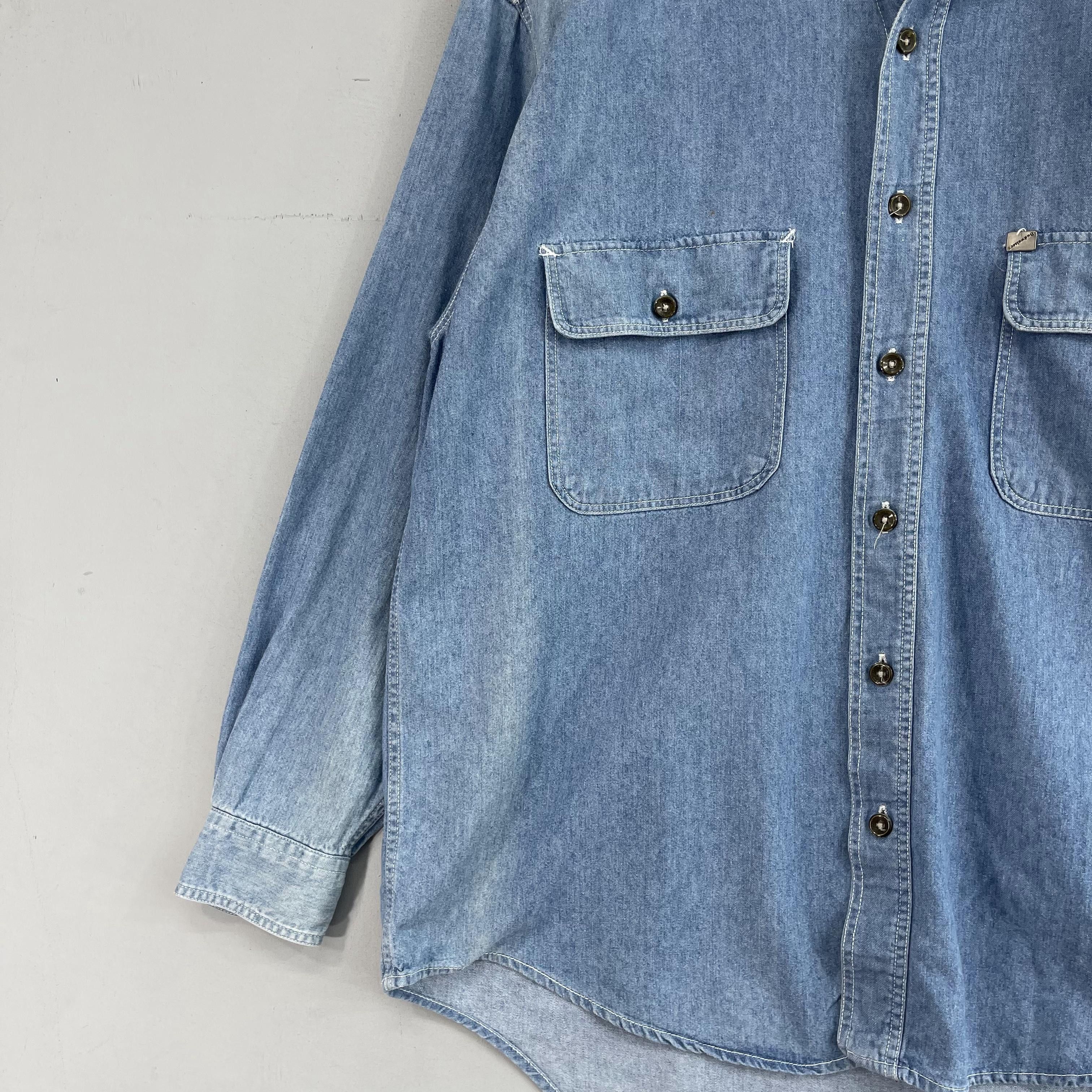 Budweiser × Vintage Vintage BUDWEISER Back Hit Denim Worker Sun Faded Shirt Size US L / EU 52-54 / 3 - 4 Thumbnail