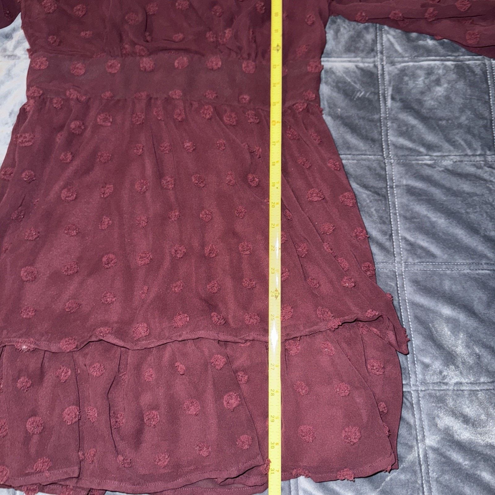 Other Speechless Dress Burgundy Size 7 Y2K Vibe Swiss Polka Dot Size M / US 6-8 / IT 42-44 - 10 Thumbnail
