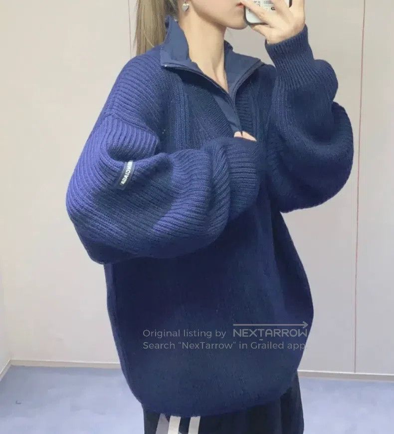 Balenciaga Balenciaga Logo Half-Zip Knit Sweater Size US XS / EU 42 / 0 - 8 Thumbnail