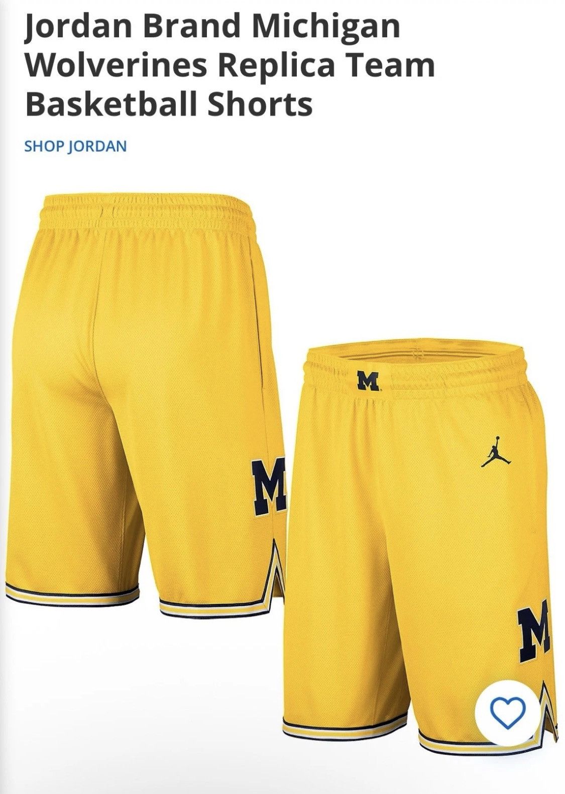 Jordan Brand Small Jordan Brand Michigan Wolverines Basketball Shorts Size US 28 / EU 44 - 2 Thumbnail