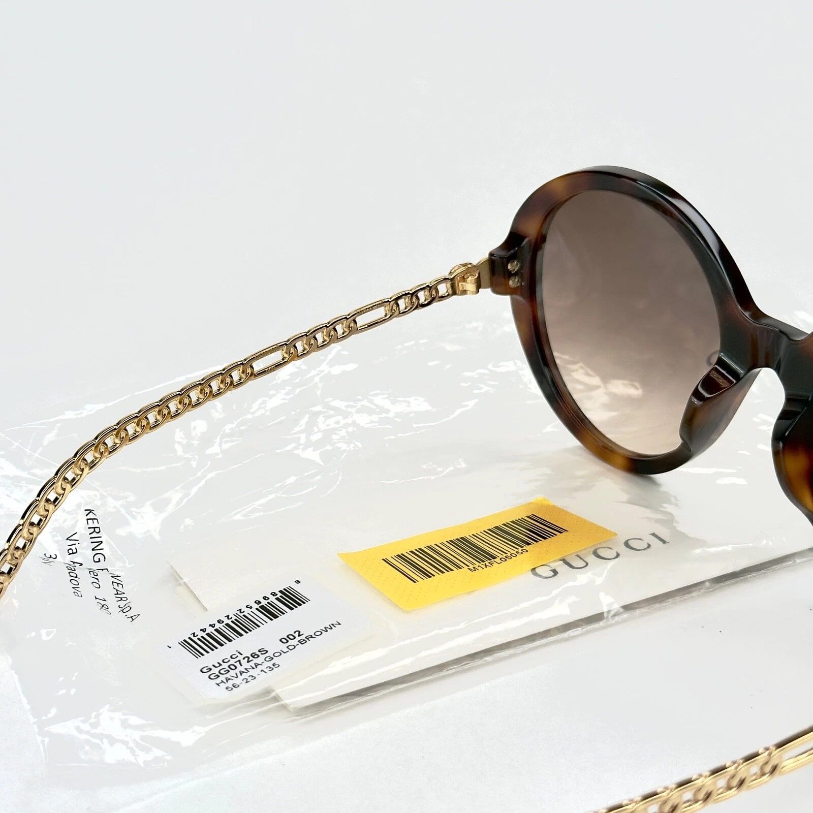 Gucci GUCCI GG0726S CHAIN 0726 Gold Brown Metal Round 002 Size ONE SIZE - 6 Thumbnail