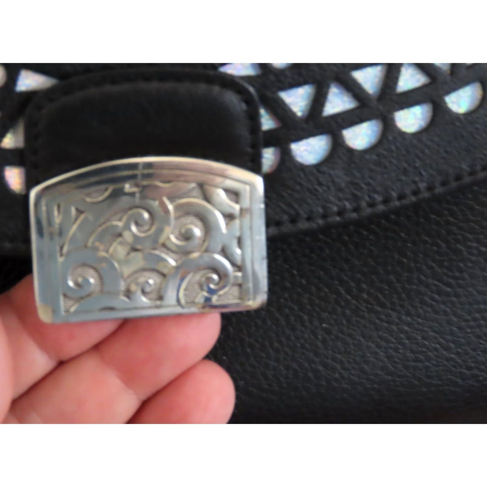 Brighton Brighton Bennett Snappy Black Crossbody Purse Bag Changeable Flap Leather Zip PEBBLED Silver Hardware Women Medium” Size ONE SIZE - 5 Thumbnail