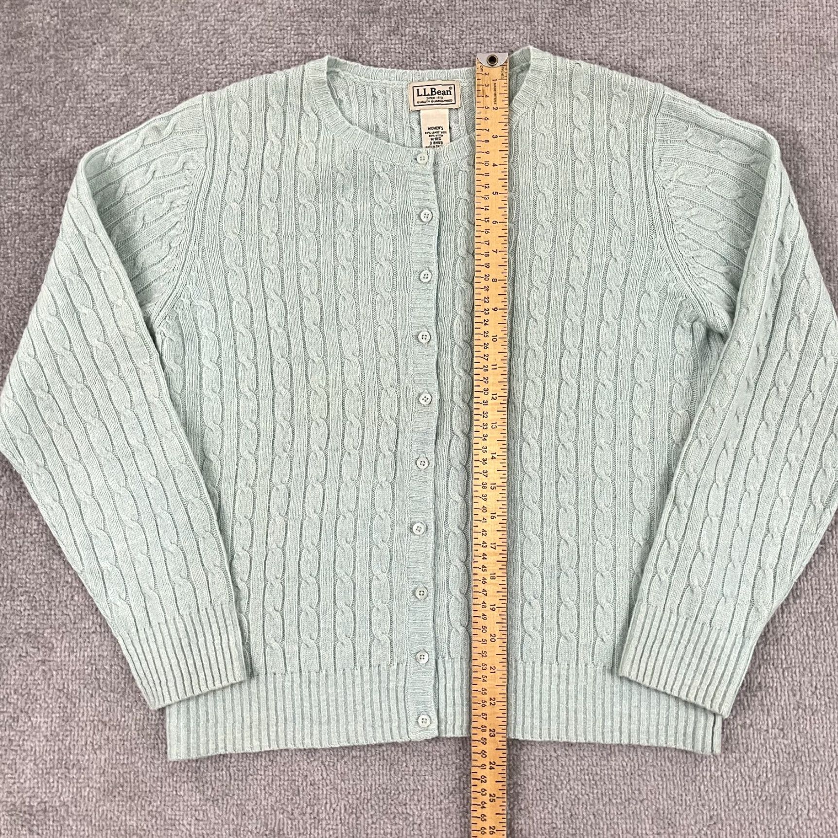 Vintage L.L.Bean Cardigan Women M Mint Green Wool Blend Knit Cardigan Sweater Long Sleeve Lightweight Breathable Womens Size M / US 6-8 / IT 42-44 - 3 Thumbnail