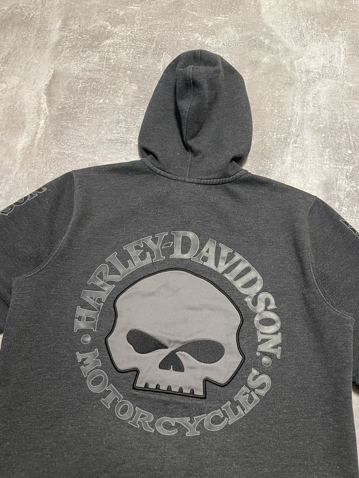 Harley Davidson × Vintage Vintage Harley Davidson Distressed Skull Zip-Up Hoodie Size US S / EU 44-46 / 1 - 17 Thumbnail