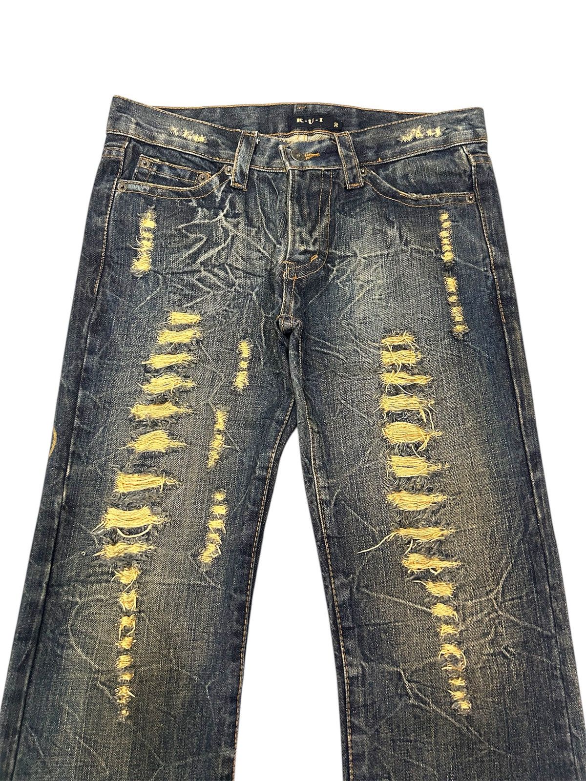 Japanese Brand × Vintage 💥Vintage K.U.I Japanese Denim Mud Wash Distressed Jeans Size US 32 / EU 48 - 4 Thumbnail