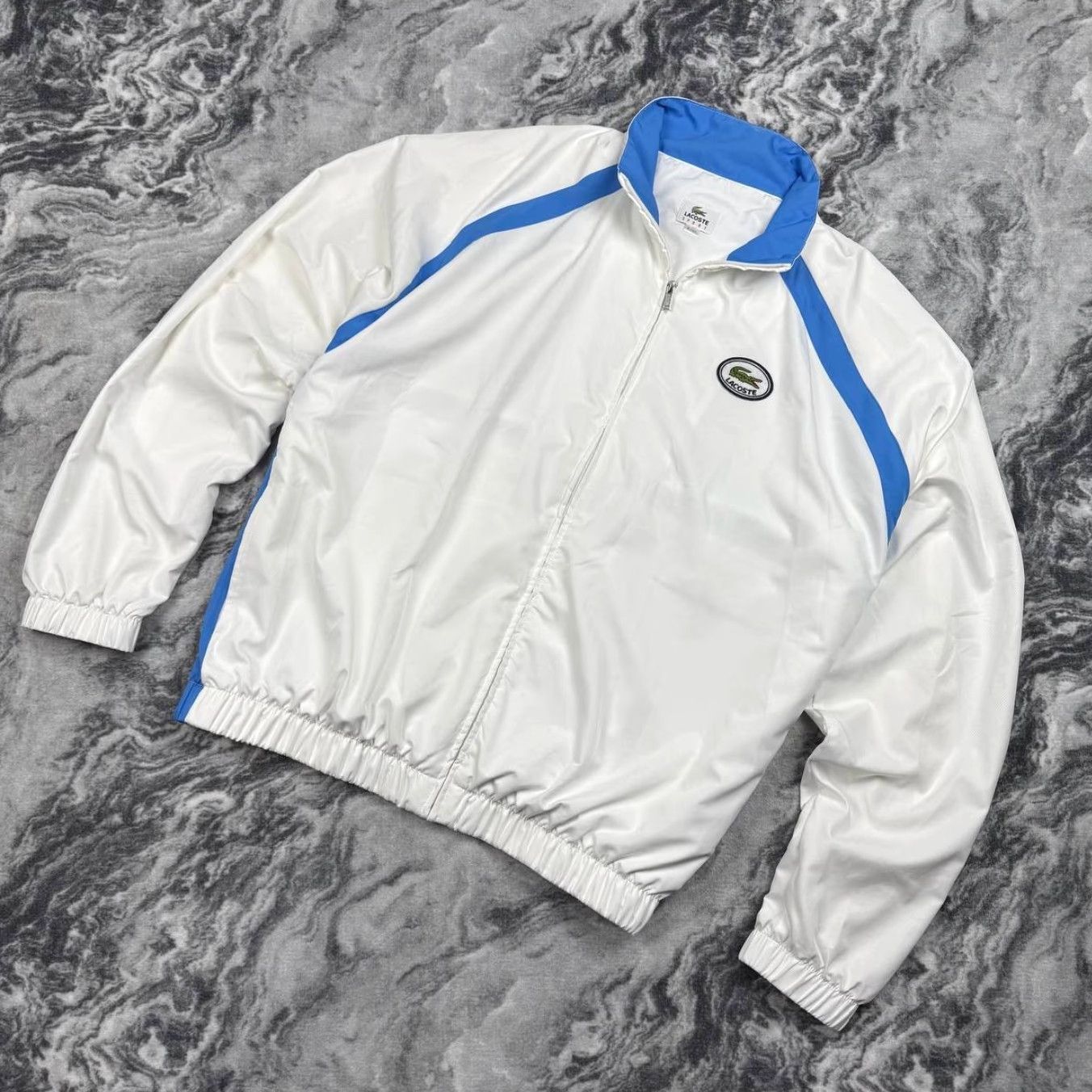 Lacoste VINTAGE Lacoste Nylon Tracksuit Jacket And Pants Men 3XL White Tracksuit Mens 3XL White Lacoste Nylon Pockets Logo Zip Size 48R - 3 Thumbnail