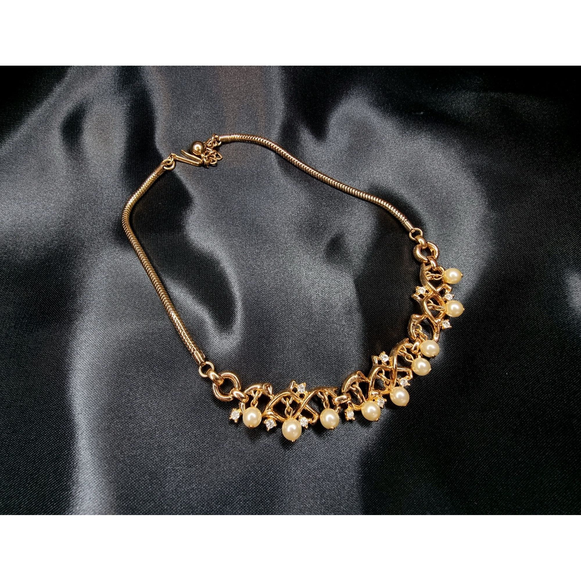 Vintage Rare Find Vintage Trifari 1950s Gold-Tone Necklace With Faux Size ONE SIZE - 1 Thumbnail