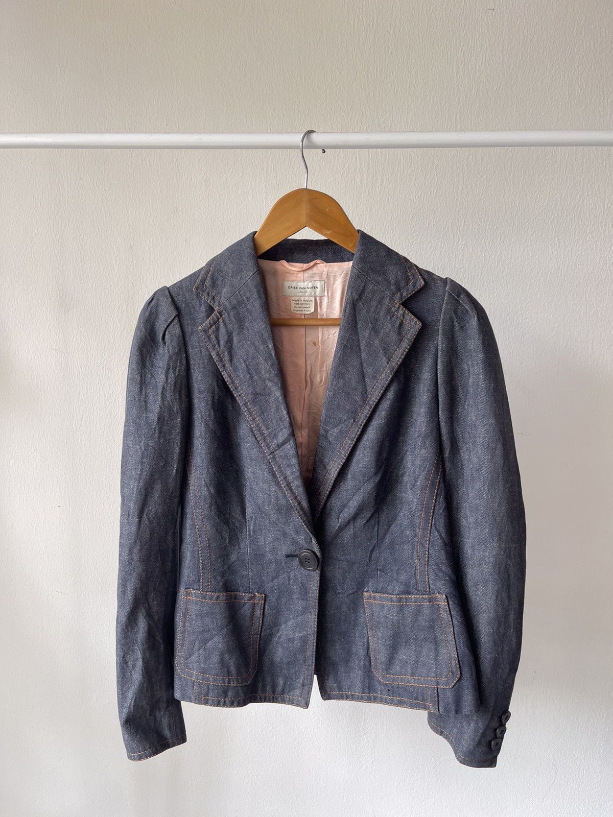 Dries Van Noten Dries Van Noten Denim One Button Blazer Size S / US 4 / IT 40 - 2 Thumbnail