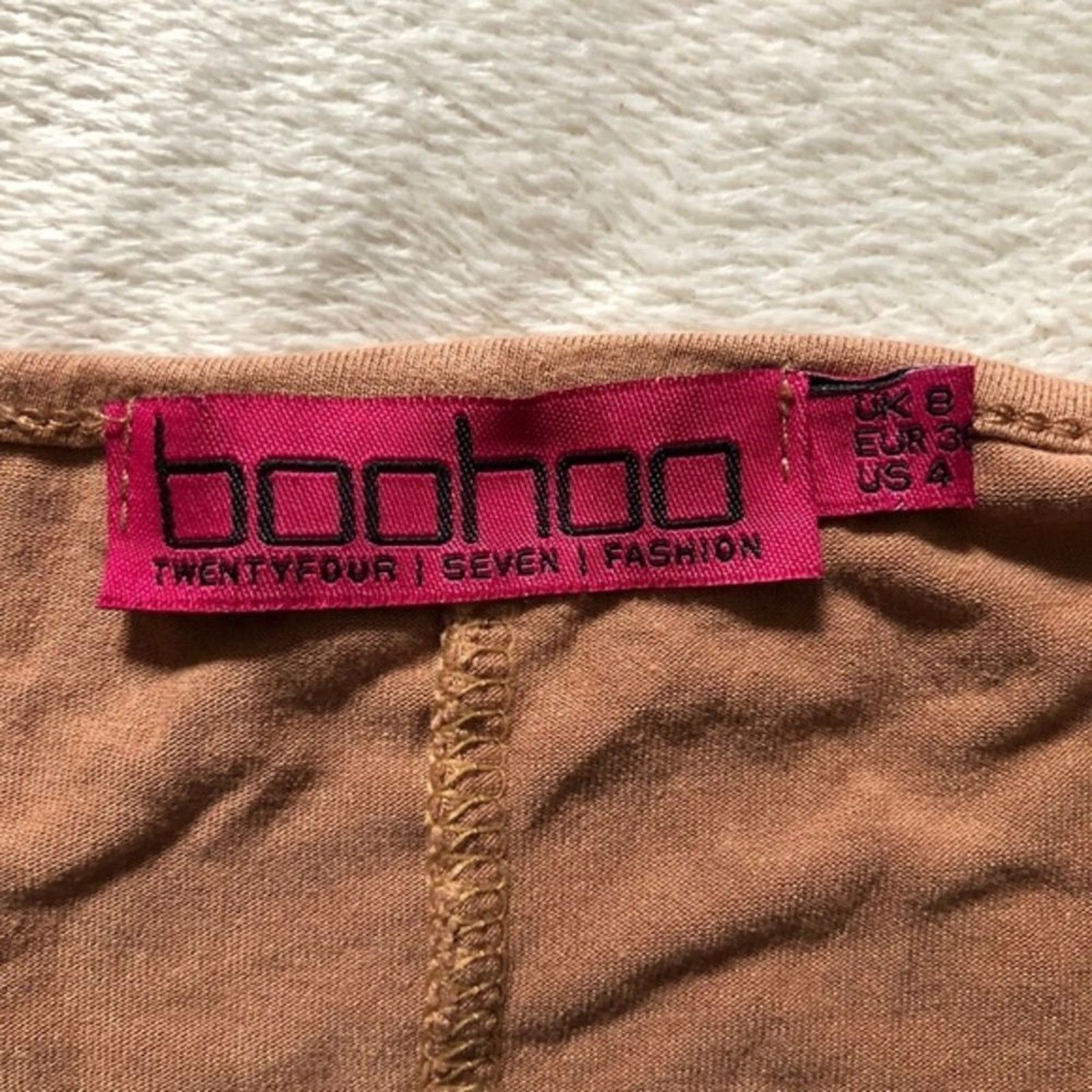 Boohoo Boohoo Tan V-Neck Long Sleeve Swing Dress | Sz 4 Size S / US 4 / IT 40 - 3 Thumbnail