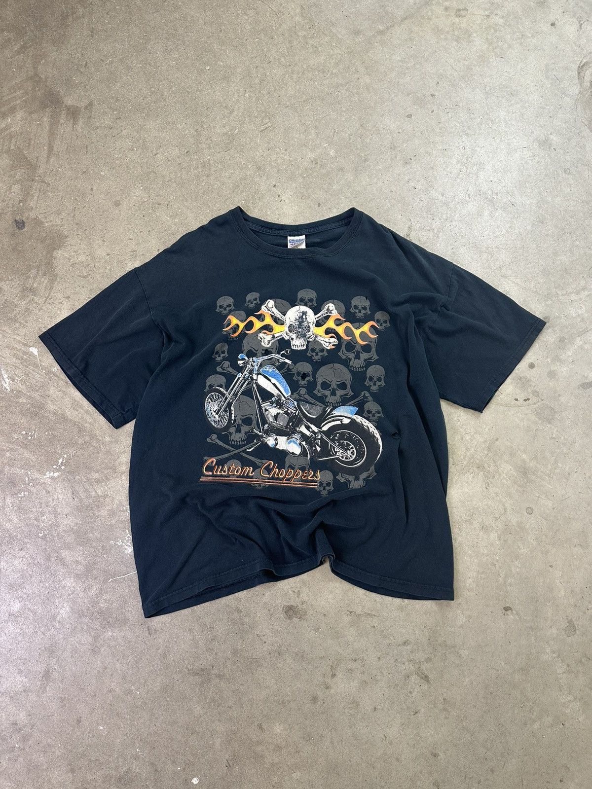 Vintage vintage custom choppers y2k motorcycle skull thrashed tee Size US XL / EU 56 / 4 - 1 Thumbnail