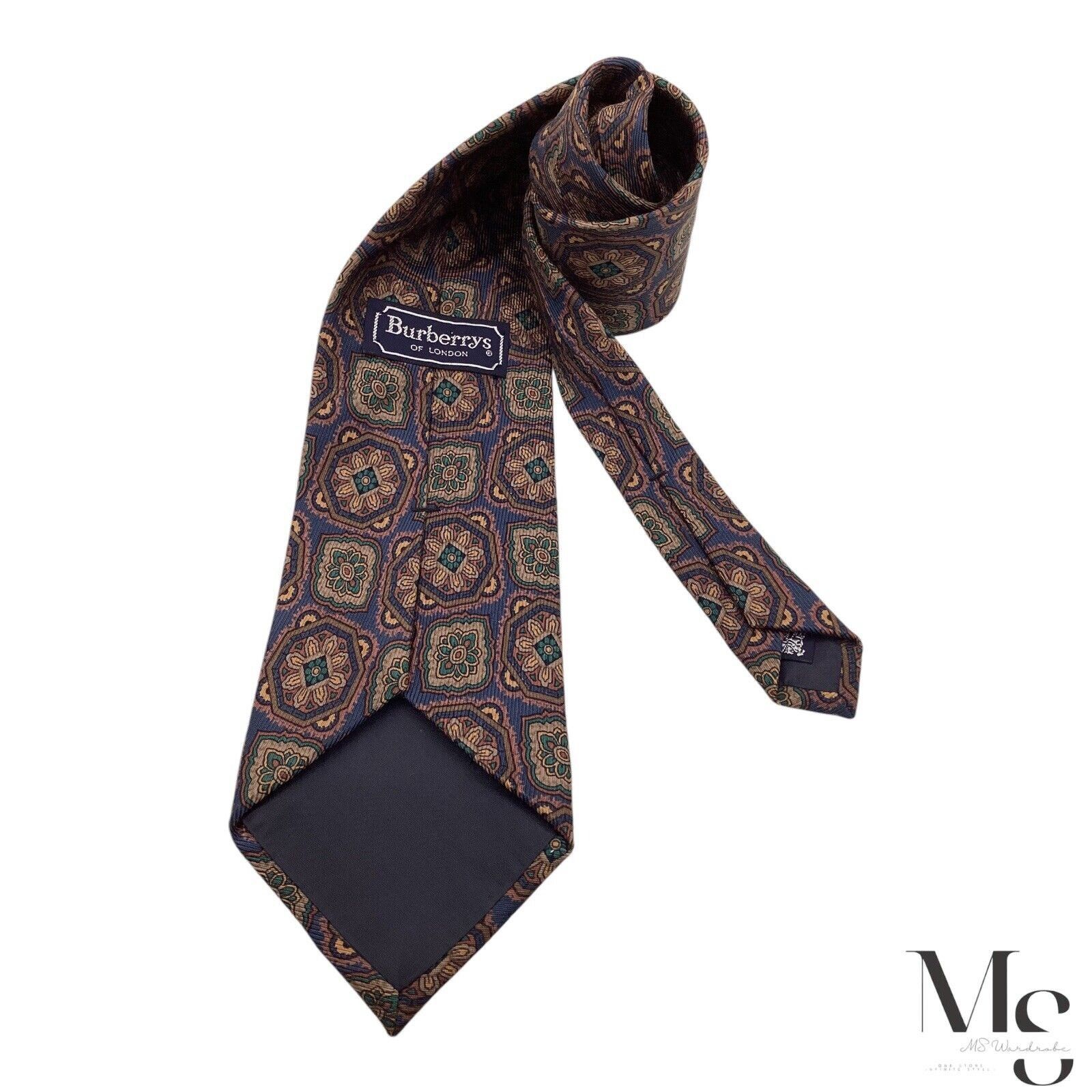 Burberry BURBERRYS OF LONDON Blue Medallion Print Luxury Silk Tie H.M Size ONE SIZE - 2 Thumbnail