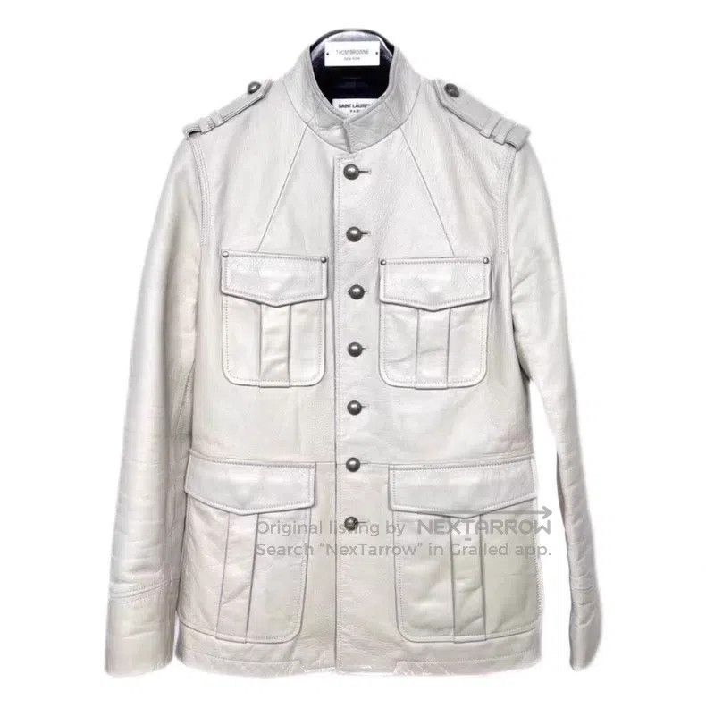 Saint Laurent Paris Saint Laurent Paris White Cow Leather Single Breasted Long Size S / US 4 / IT 40 - 1 Thumbnail