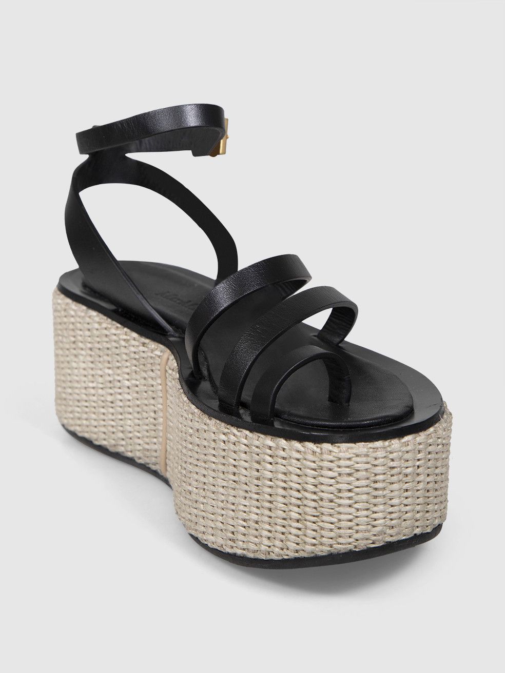 Max Mara Black Leather Platform Sandals Size US 7 / IT 37 - 1 Thumbnail