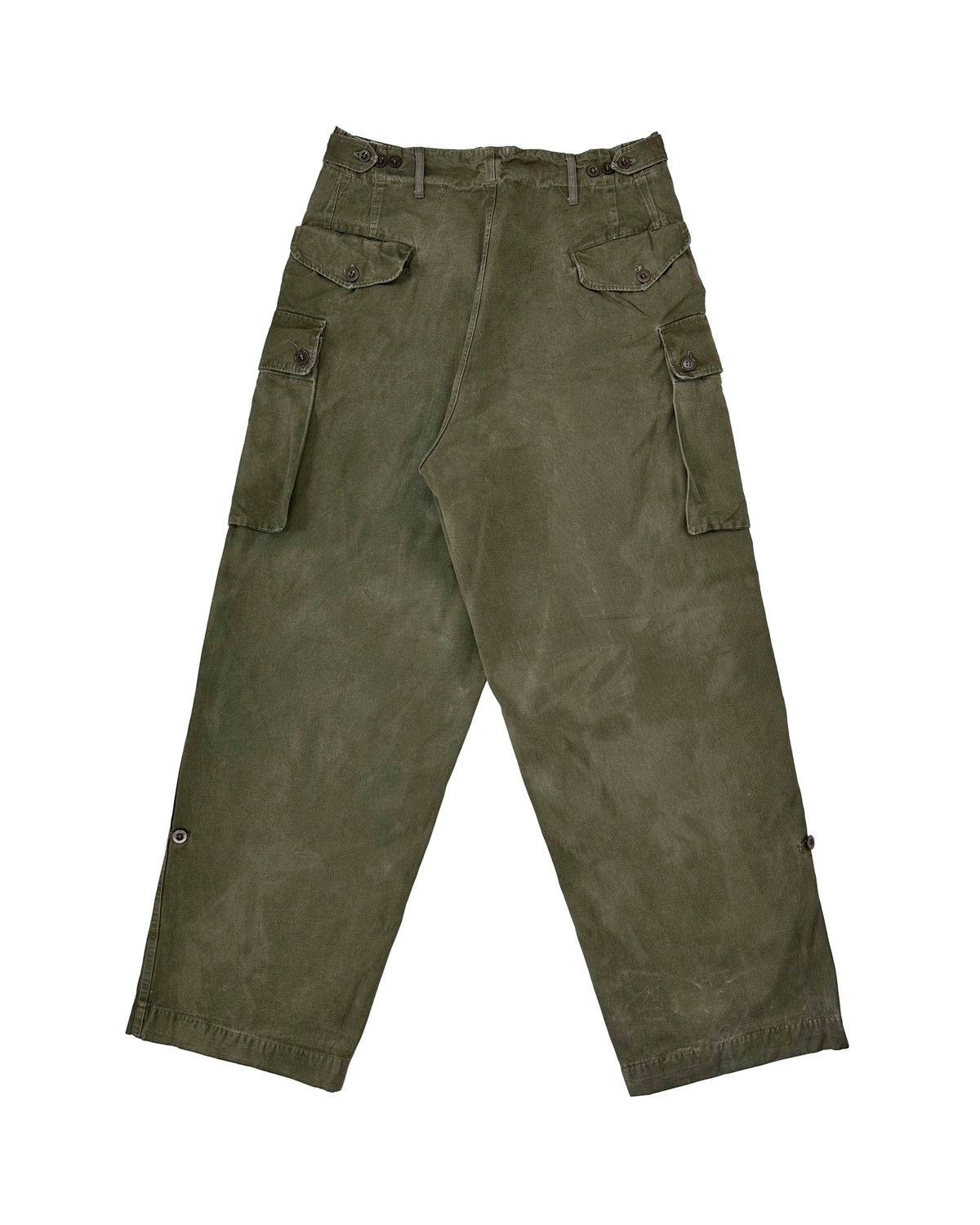 Vintage 50s Olive Green Dutch Military Cargo Trousers (32x31.5) Size US 32 / EU 48 - 2 Thumbnail