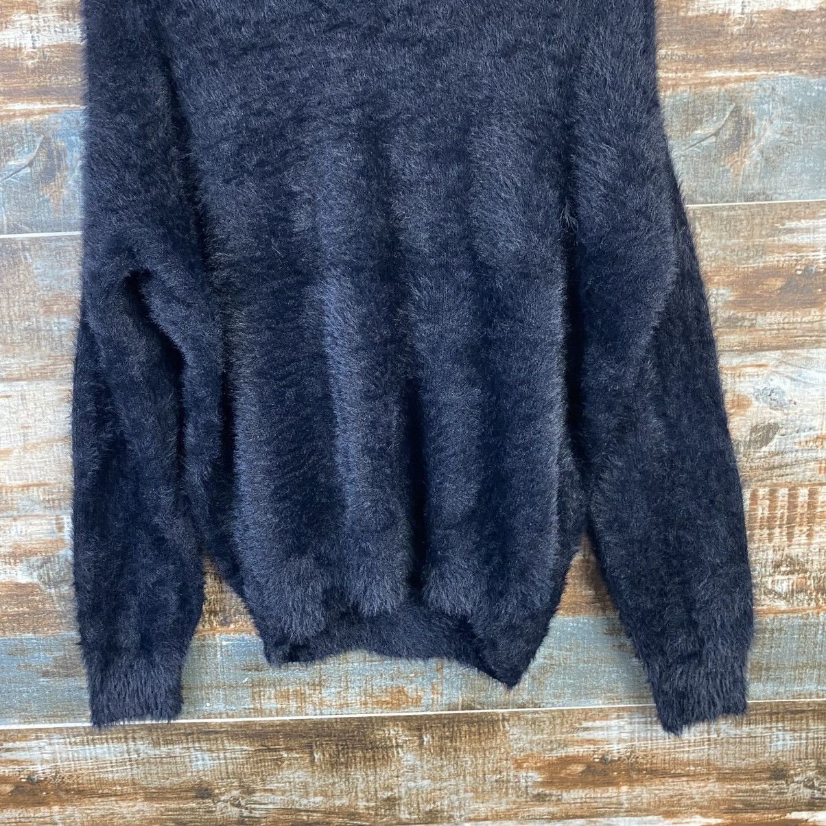 Homespun Knitwear DL Ingni Black Mohair fur shaggy Knitwear #C1105 Size M / US 6-8 / IT 42-44 - 6 Thumbnail