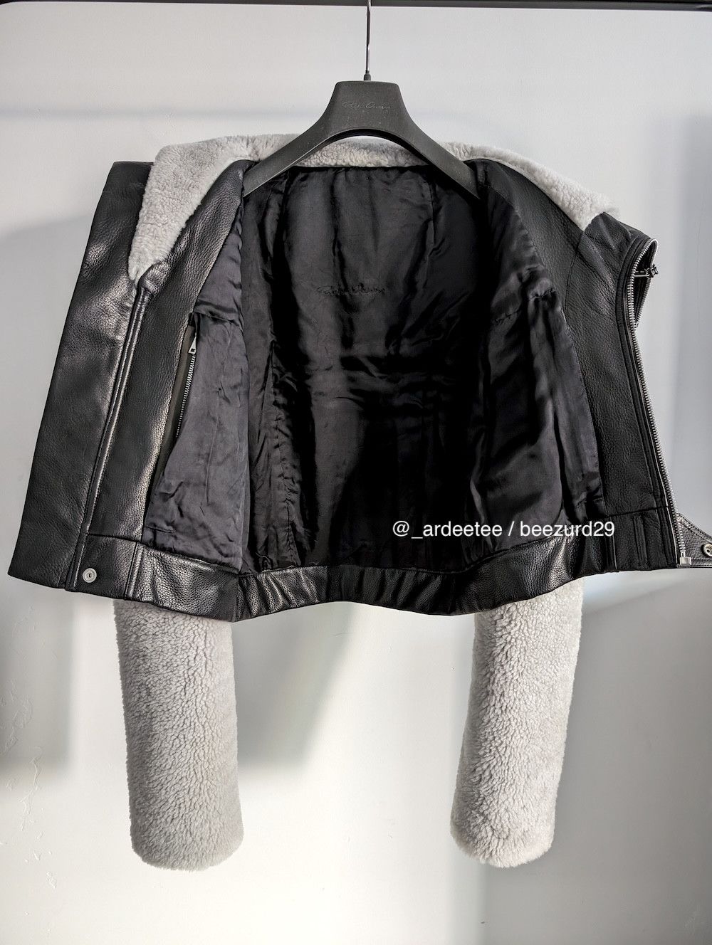 Rick Owens 💥*NEW* KEITH SHEARLING JACKET PERFORMA/STROBE BLACK/PEARL Size US M / EU 48-50 / 2 - 12 Thumbnail