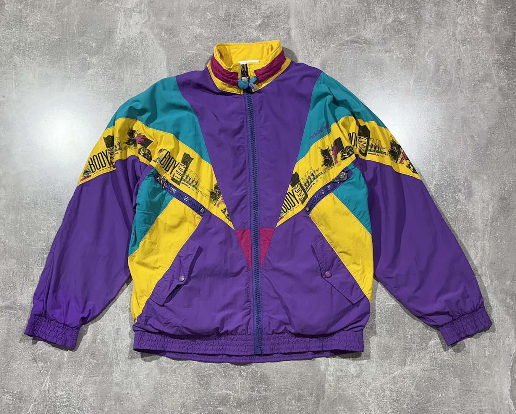Pre-owned Adidas X Vintage Retro Jacket Adidas 80's Oversized Surfing In Multicolor