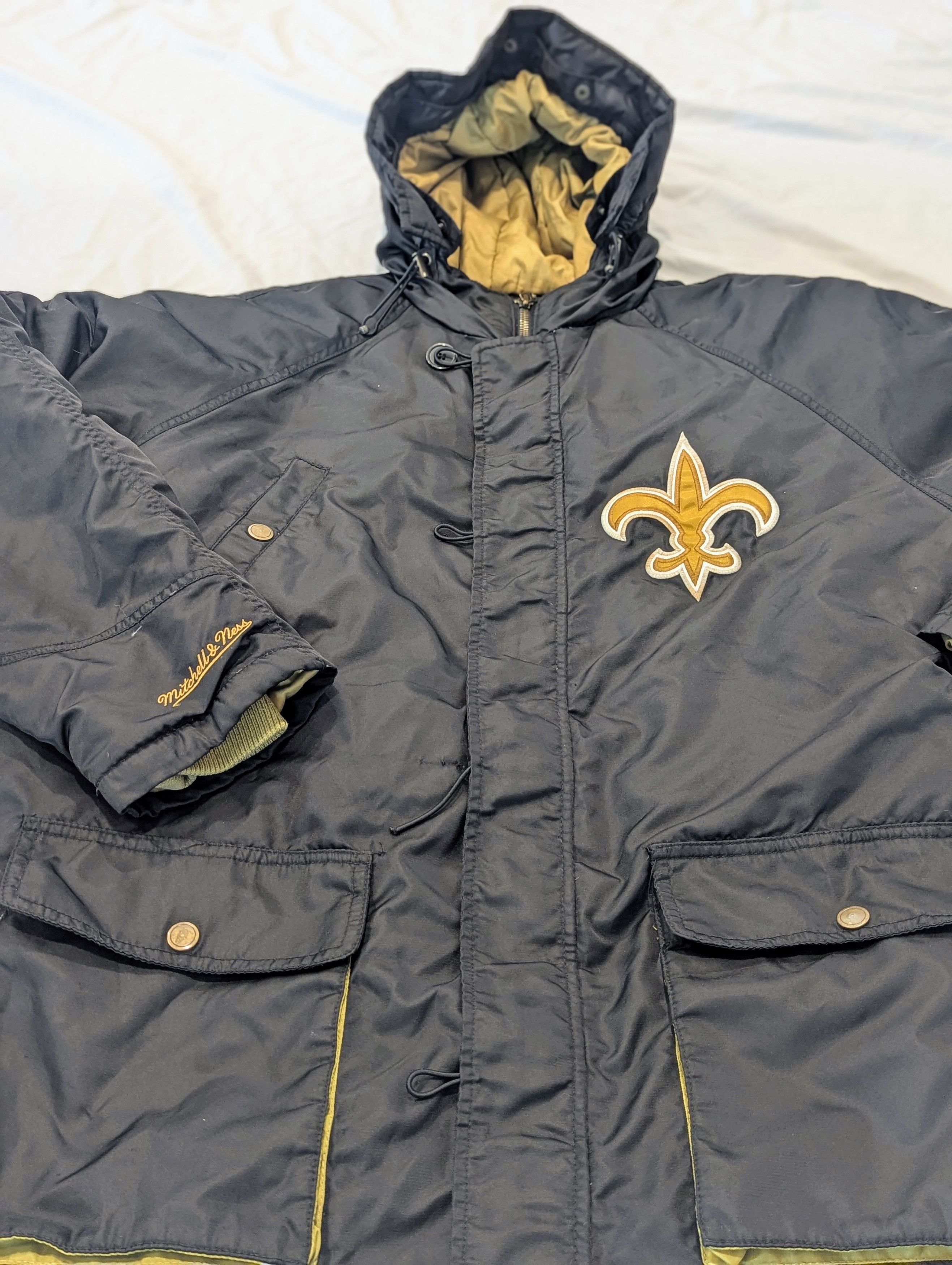 Mitchell & Ness Rare Vintage New Orleans Saints XL Hooded Field Jacket Size US XL / EU 56 / 4 - 2 Thumbnail